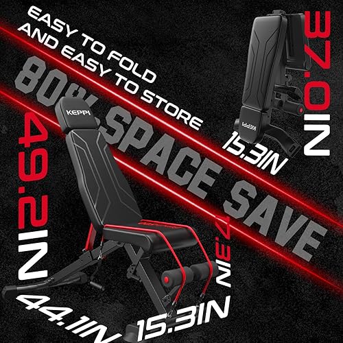 Miniatura 7 de Keppi 900LB Weight Bench, Adjustable Foldable Workout Bench Press for Full Body Strength Training, Incline Decline Bench with Fast Folding - New