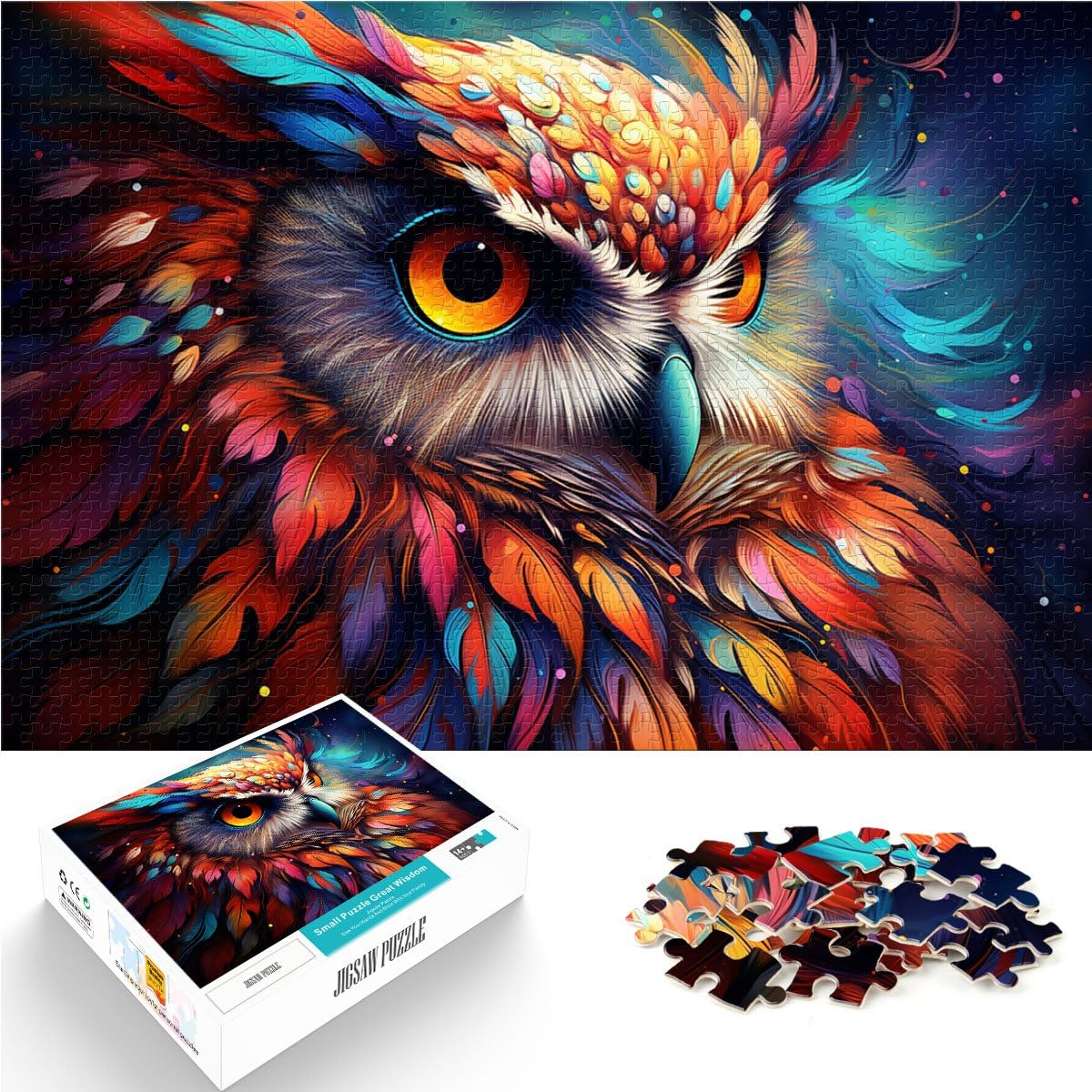 jigsaw 1000 pieces for adults of a Animal Art Owl Interesting Stress Reduction Jigsaw Puzzles 50x70cm Birthday Present Gifts Wall Art — image 1