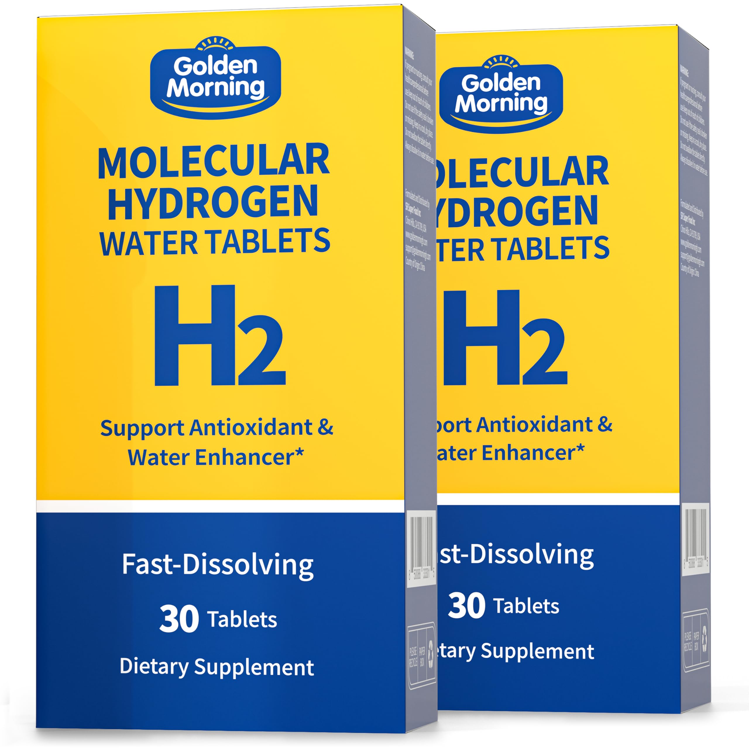 Golden Morning H2 Molecular Hydrogen Water Tablets for Drinking 60 Counts | 12 PPM molecu…