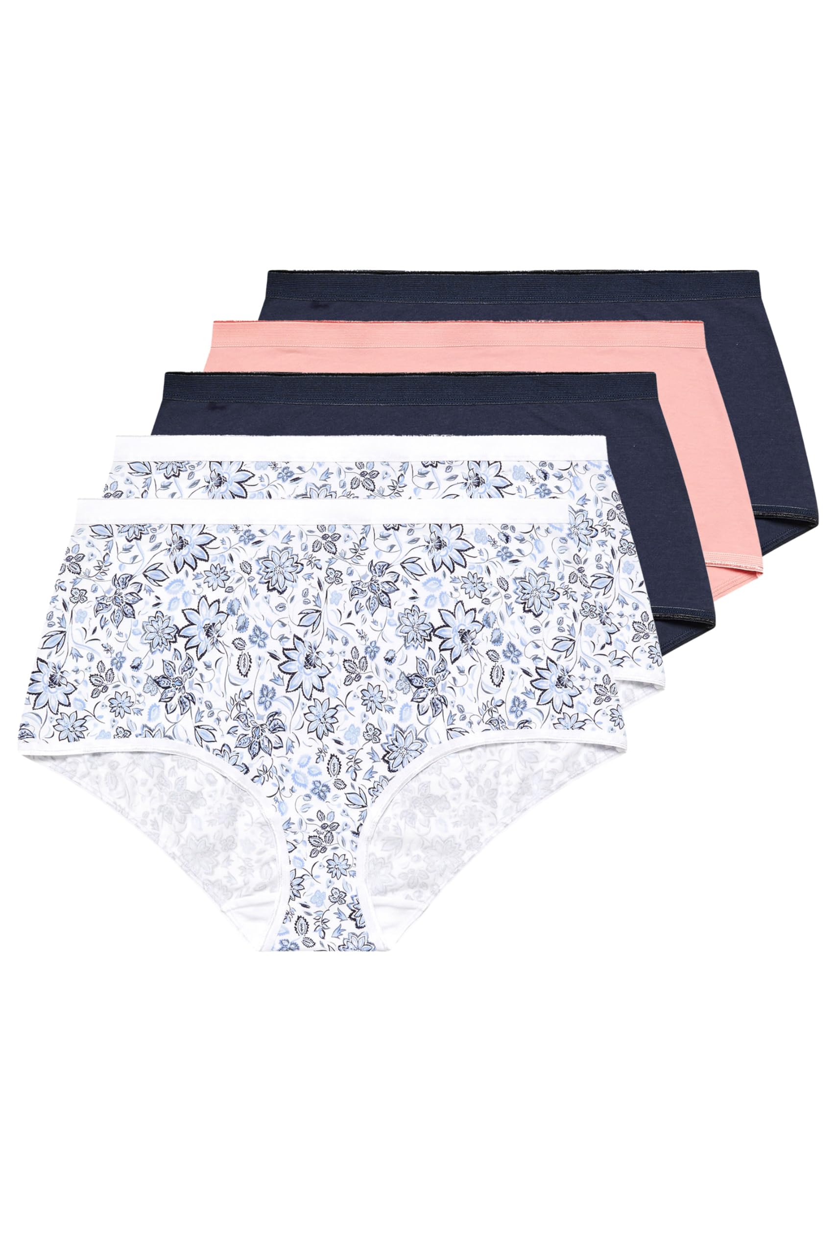Yours Women's Blue 5 Pack Floral Print Full Briefs In | : 22/24