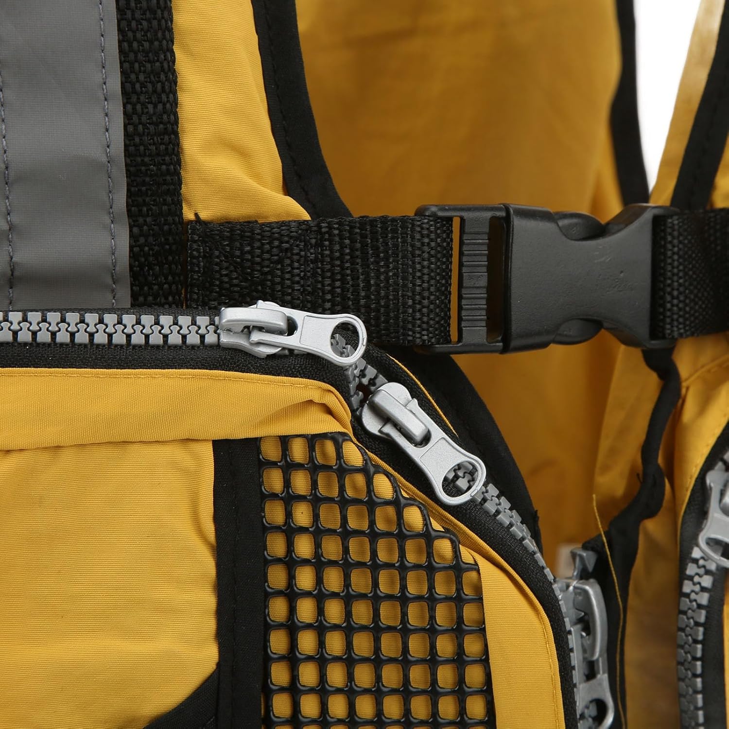 Fishing Vest Backpack, Adjustable, Breathable, Yellow Free Size - Durable Polyester Fabric, Multi Pocket Design, Lightweight for Outdoor Anglers