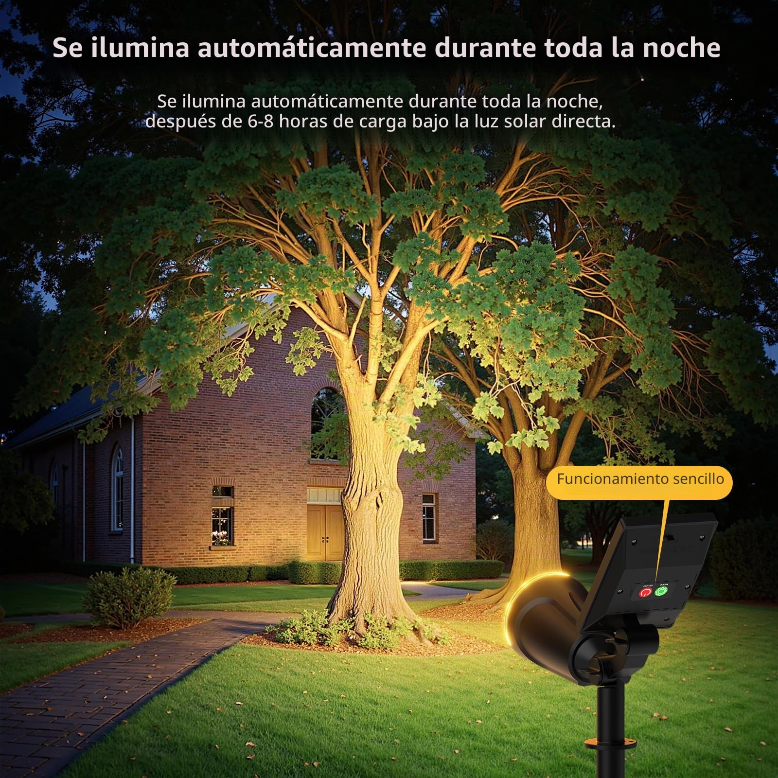 GEARLITE Luces Solares LED Exteriors Jardin 2 Piezas, 1500 mAh Focos LED Exterior Solares Potente, Impermeable IP67, Blanco Cálido, 1200LM Lampara Solar Exterior para Jardin, Patio, Calzada, Terraza