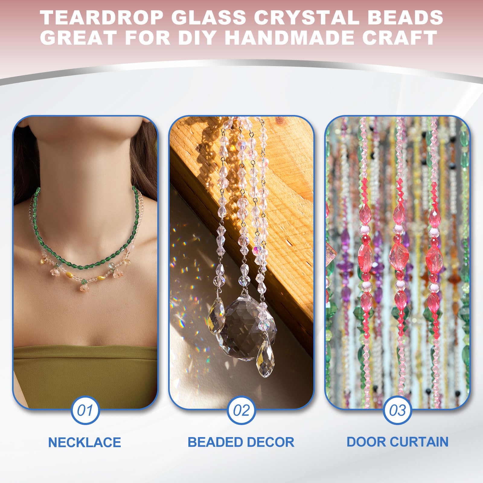 300 Glasperlen Set 4-13mm - Weiße Kristallperlen Für Schmuck DIY