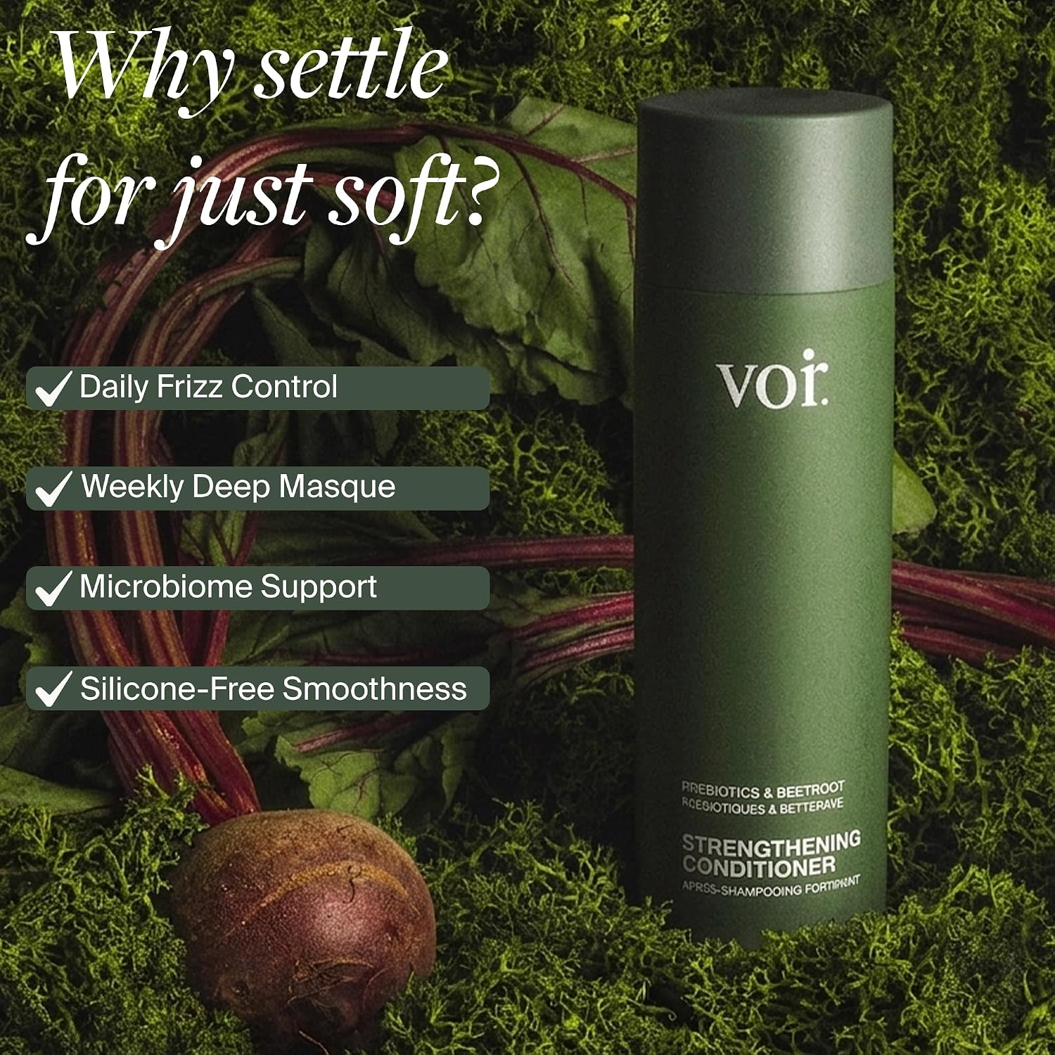 Voir Haircare Strengthening & Hydrating Conditioner – Frizz Control Smooth Finish & Lightweight Moisture | Vegan Silicone-Free 80% Plant-Derived Formula, 230ml