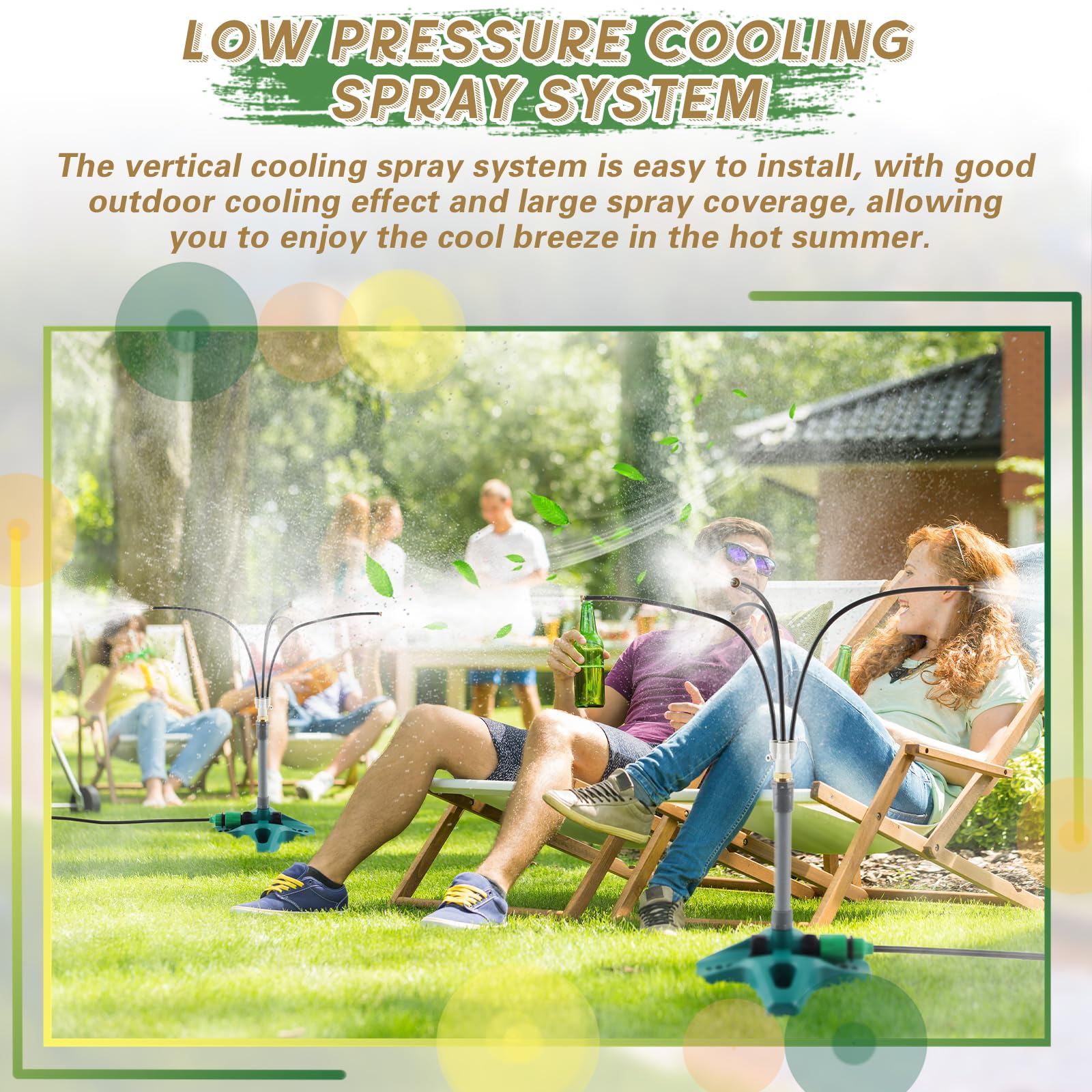 Brumisateur sur Pied pour Terrasse, Brumisateur Terrasse Avec tuyau de 8 m, Brumisateur Jardin Exterieur aux Terrasses, Piscines, Jardins, Barbecues