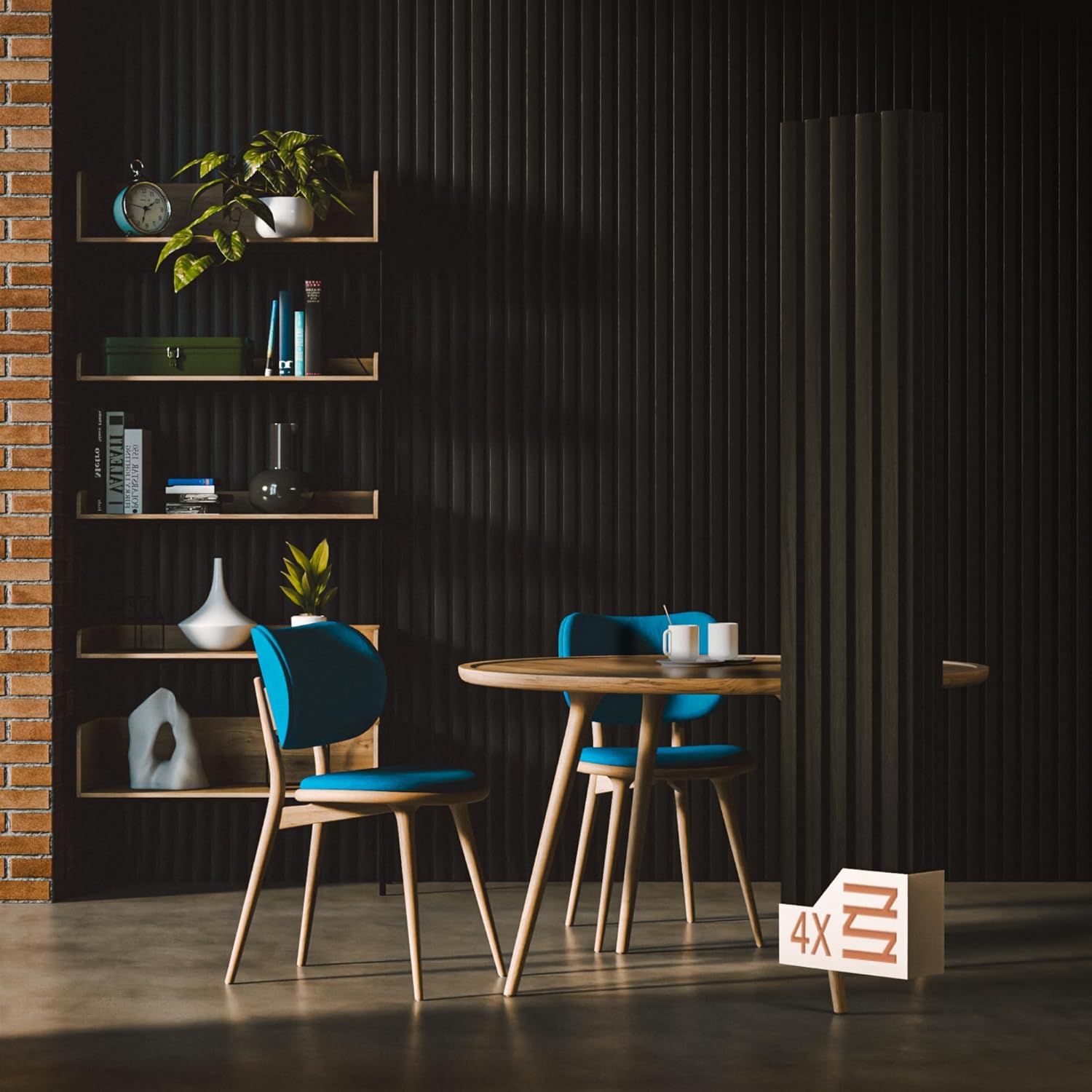 Not Just Sleek - These Wood Panels Eat Echo for Breakfast | African Ebony Wood Slat Acoustic Panels  4PCS (94.5" x 7.9") | Sound-dampening Wall & Ceiling Panels for Stylish Noise Reduction & Decor