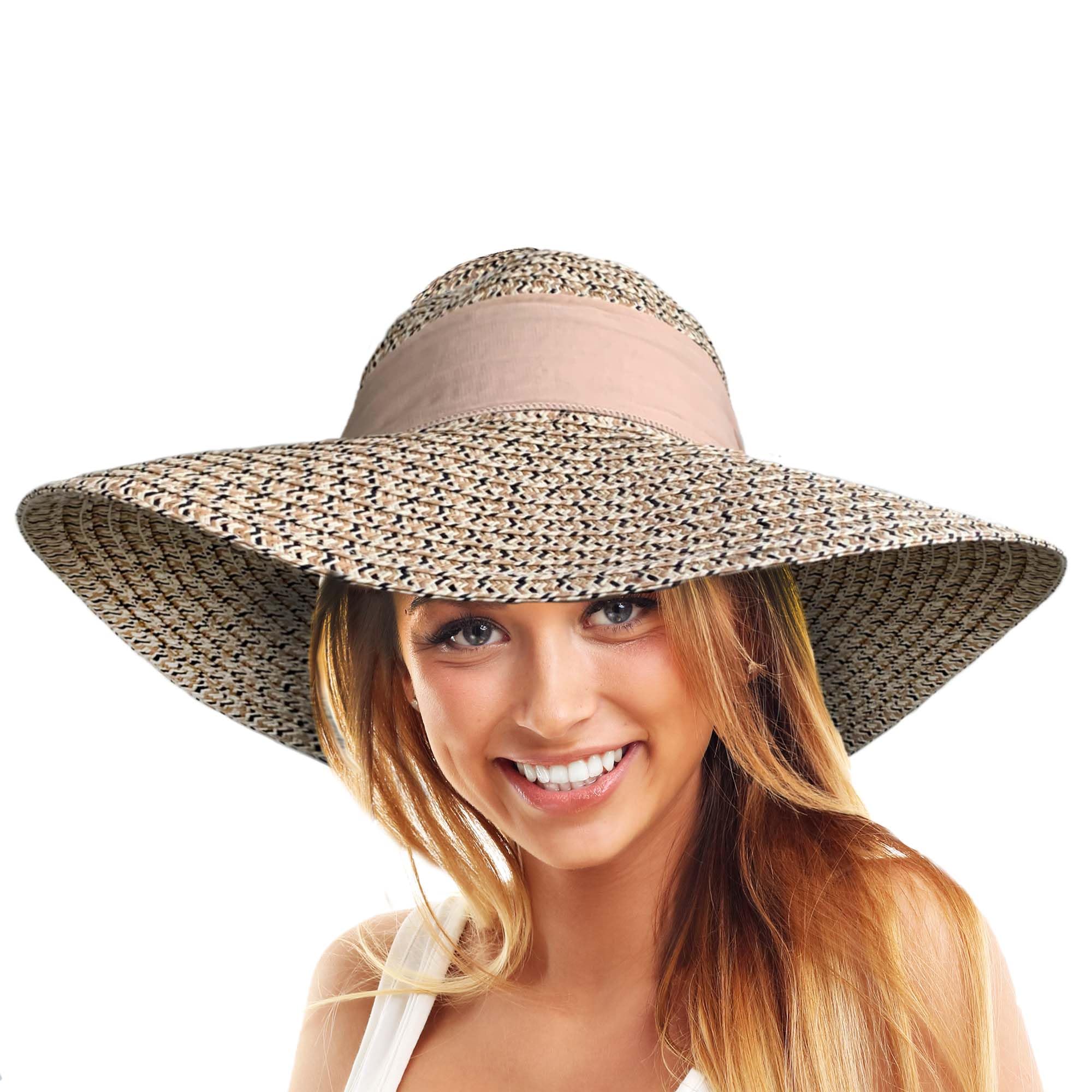TOSKATOK Ladies Wide Brimmed Floppy Straw Sun Hat