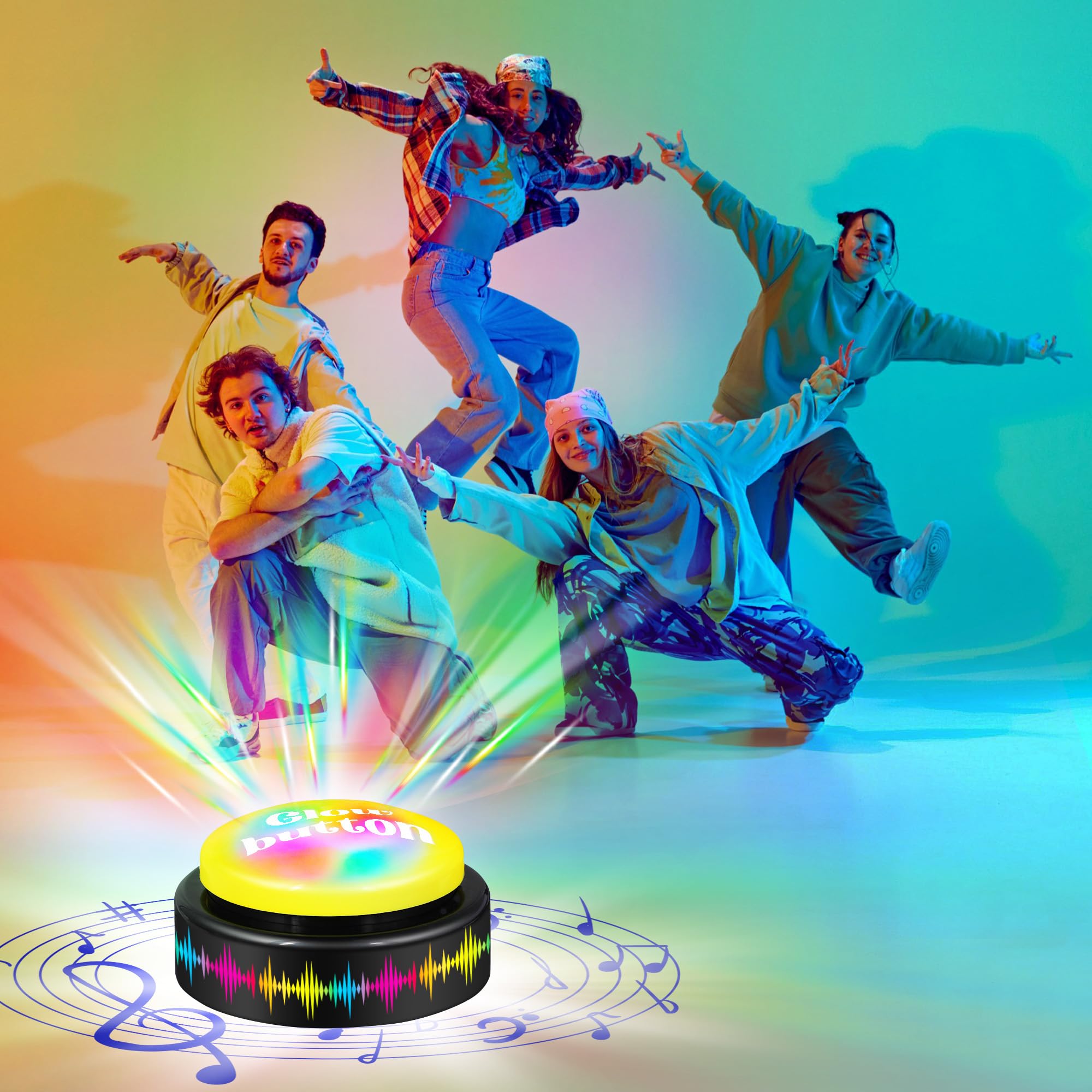 Feekoon 2 Stück Tanzparty-Taste, spielt 10 EDM-Tracks ab, 30 Sekunden leuchtende Tanzbomben-Taste mit Batterien, lustiges Gag-Geschenk für Büro, Klassenzimmer, Lehrer, Kollegen und Freunde