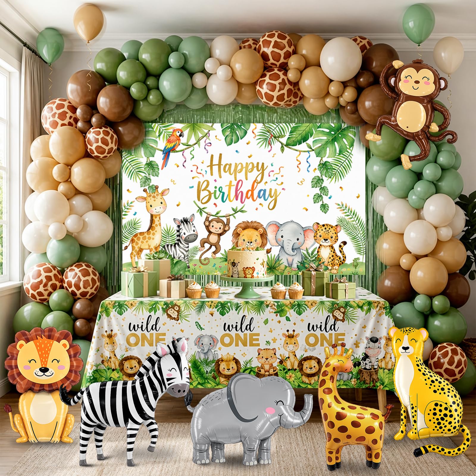 Photo 1 of Fetefrolic 150Pcs Safari Birthday Decorations Kit