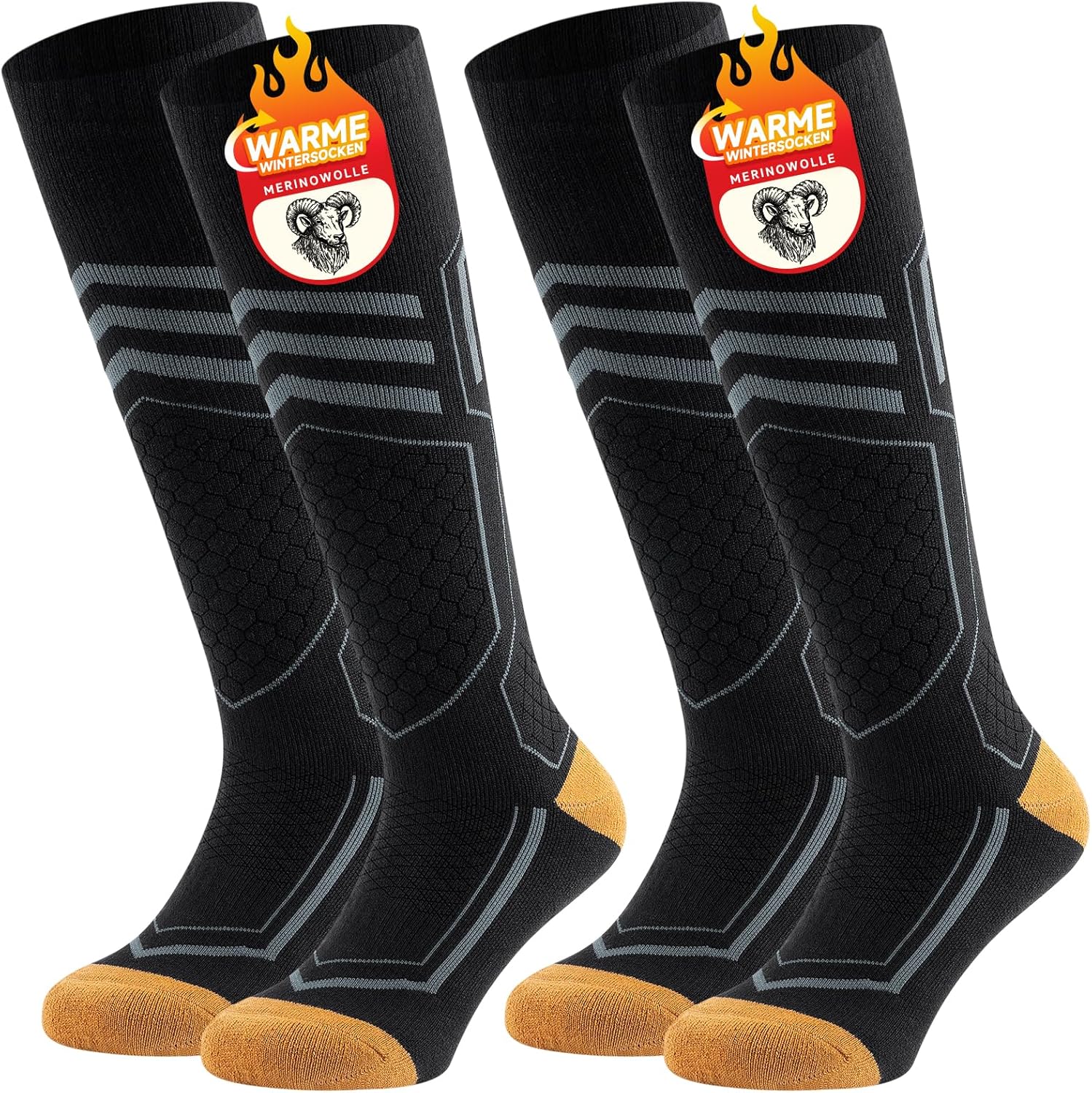 TANSTC Merino Professionell Skisocken Herren Damen Antiblasen Warme Dicke Thermosocken Für Kaltes Wetter Polsterung Kompressionssocken Jugendliche Skistrümpfe Atmungsaktive Schnelltrocknende 2 Paar - Amazon product rated Grade A