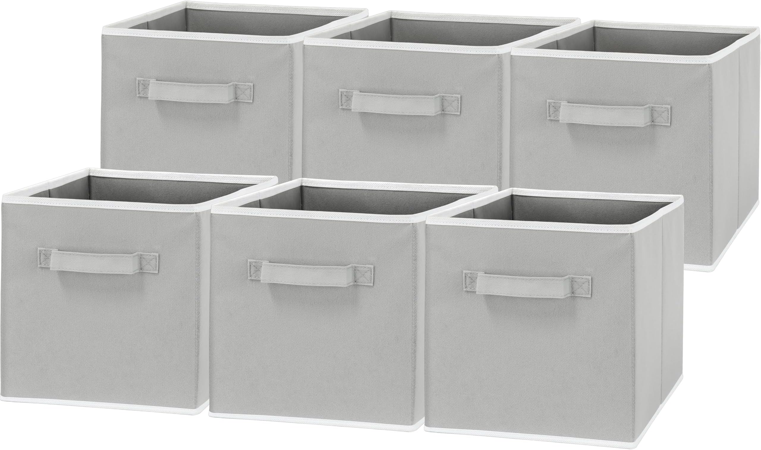 Foldable Cube Storage Bins, 11-Inch Gray, 6-Pack Fabric Cubes Organizer for Closet or Shelves