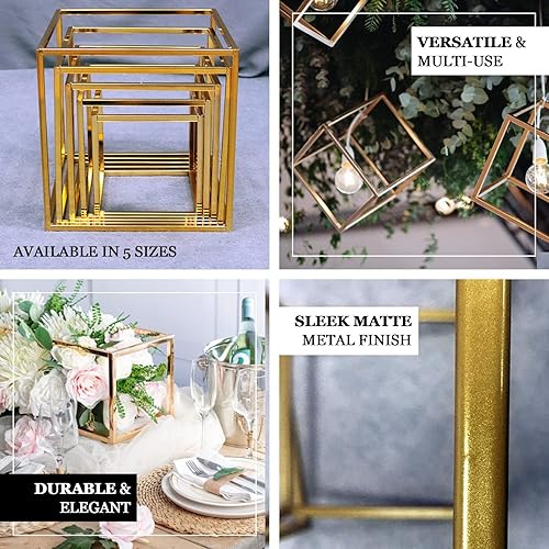 Miniatura 4 de Efavormart - Paquete de 2 soportes cuadrados de 24 pulgadas para flores de boda, soporte de columna de metal, jarrón geométrico