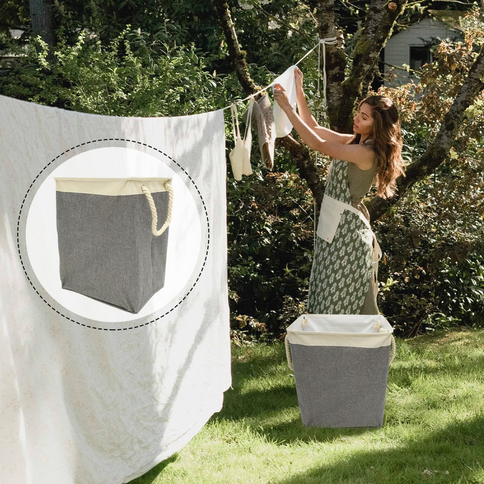iplusmile Cesto Porta Biancheria Sporca Grande Capacità e Resistente Pieghevole Oxford con Corda di Cotone per la Casa e Bagno
