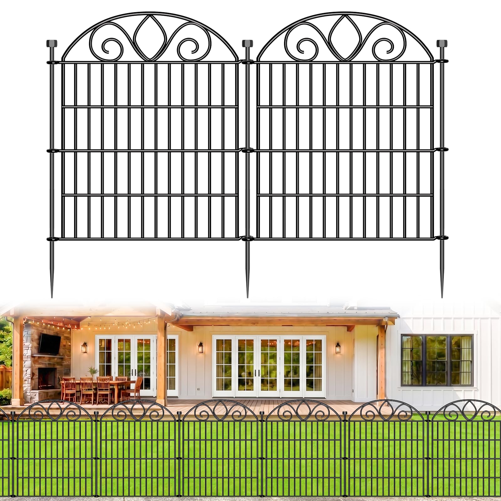 MIWEVRO No Dig Garden Fence, 28in