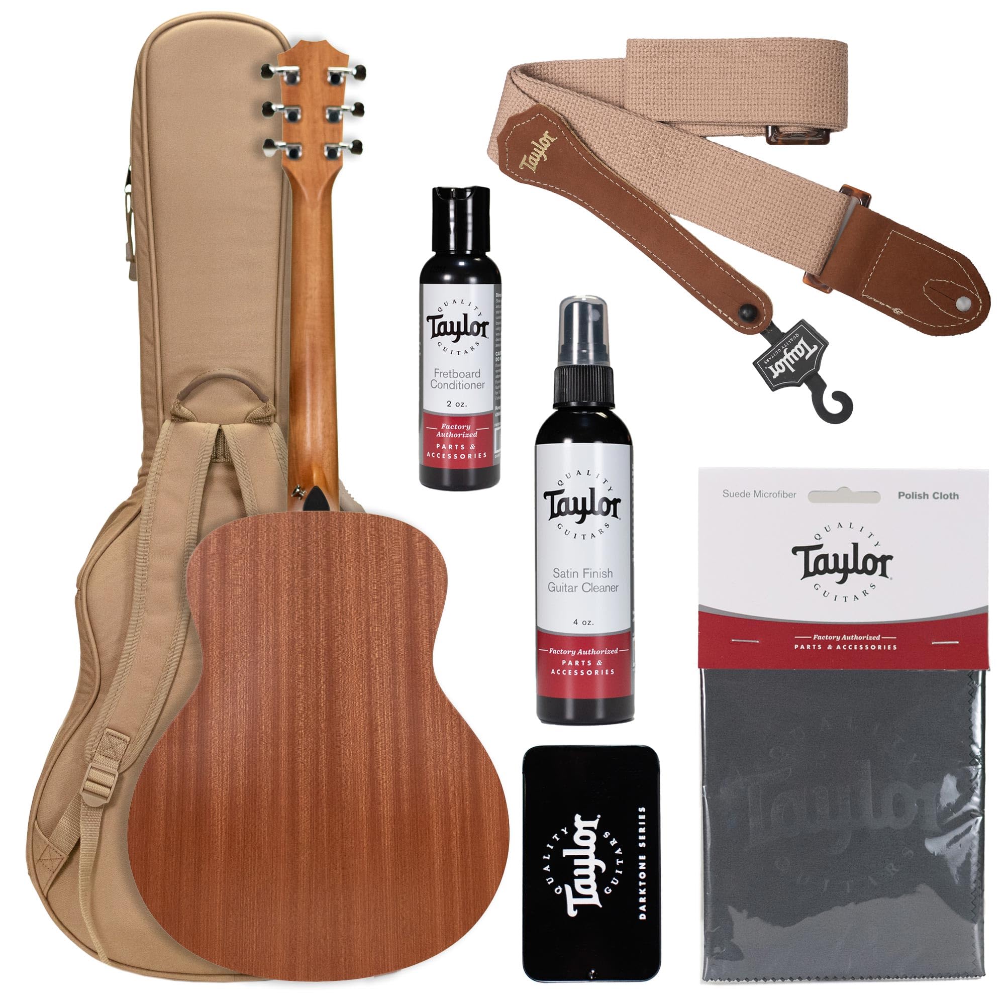 GS Mini Sapele Acoustic Guitar Bundle w/Cleaning Supplies and Strap