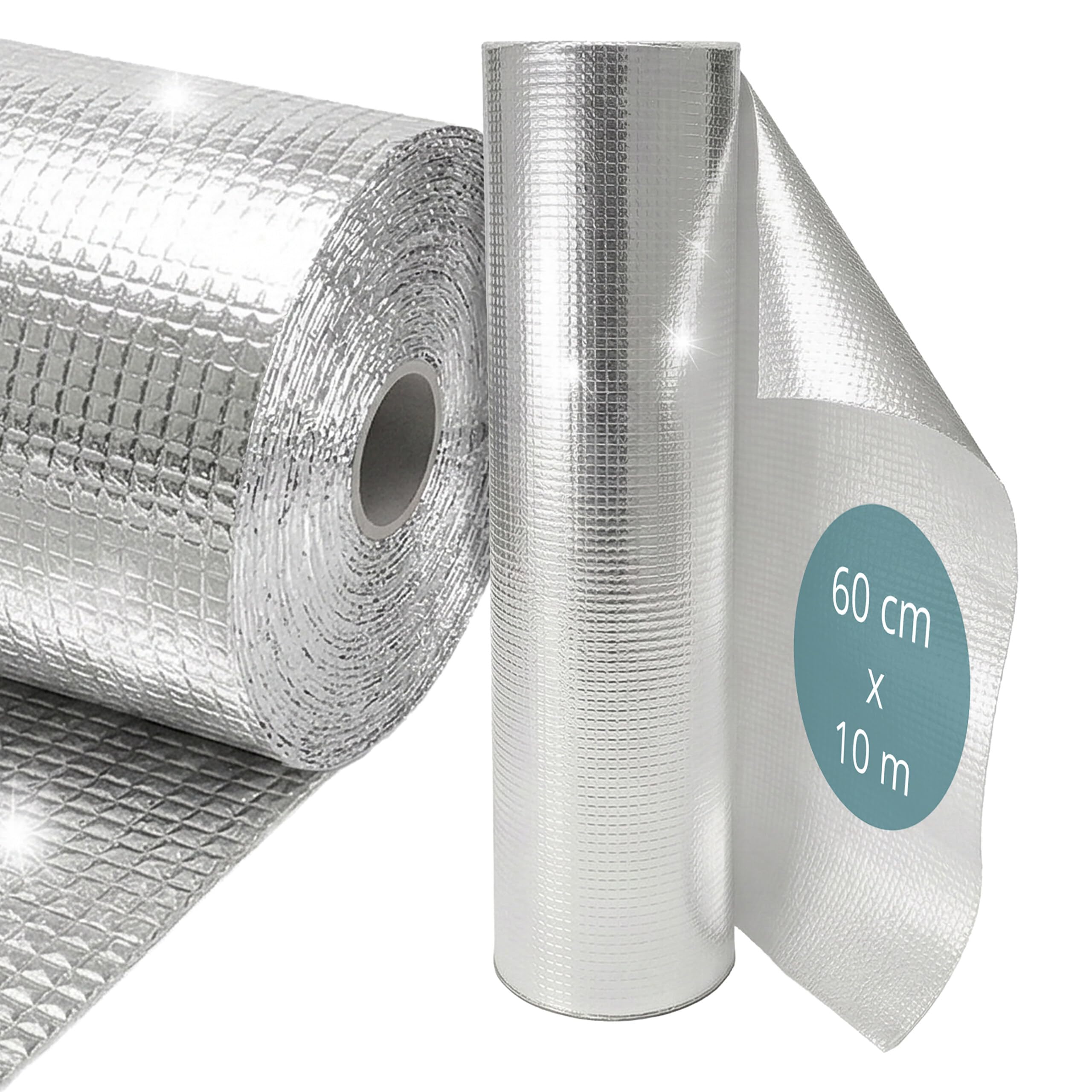 Relaxdays Folia odblaskowa, aluminiowa izolacja, 0,6 x 10 m, pęcherzyki powietrza 4 mm, srebrna do dachu, ściany i okna