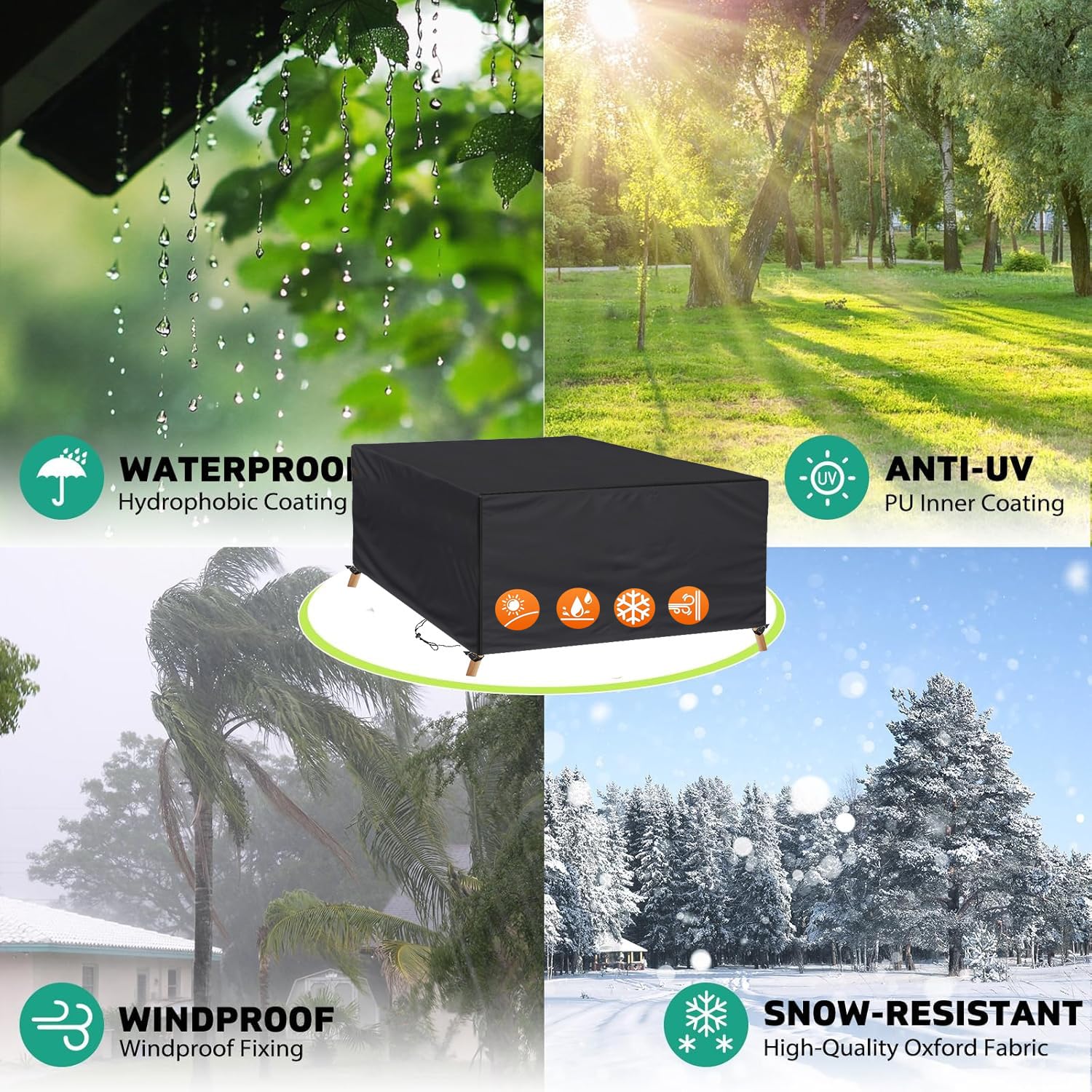 Coprimobili da Giardino Impermeabili 230x180x100cm/LxPxA Copri Tavolo Esterno Impermeabile,Esterno Telo Copri Mobili da Giardino,Tessuto Oxford Anti-UV Antineve Antivento
