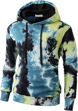 KLIEGOU Mens Tie-Dye Pullover Hooded Sweatshirt