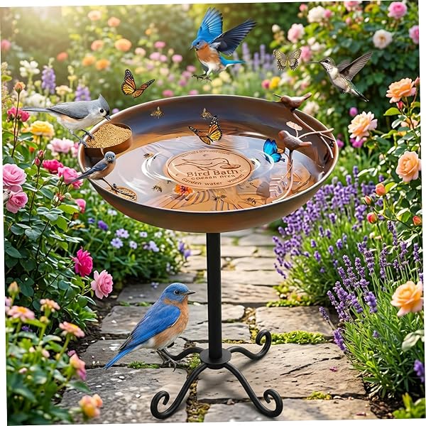 Ameble Disque en cuivre pour Bain d'oiseaux, Disque de Purification de 10 cm (3, 94 Pouces) avec Conception Stable à 3 Points, fabriqué en cuivre renforcé à 99, 9% (Style 1). - 3