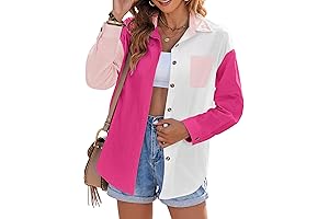 Pink Women Outfits: Long-Sleeve Linen Button-Down Shirt