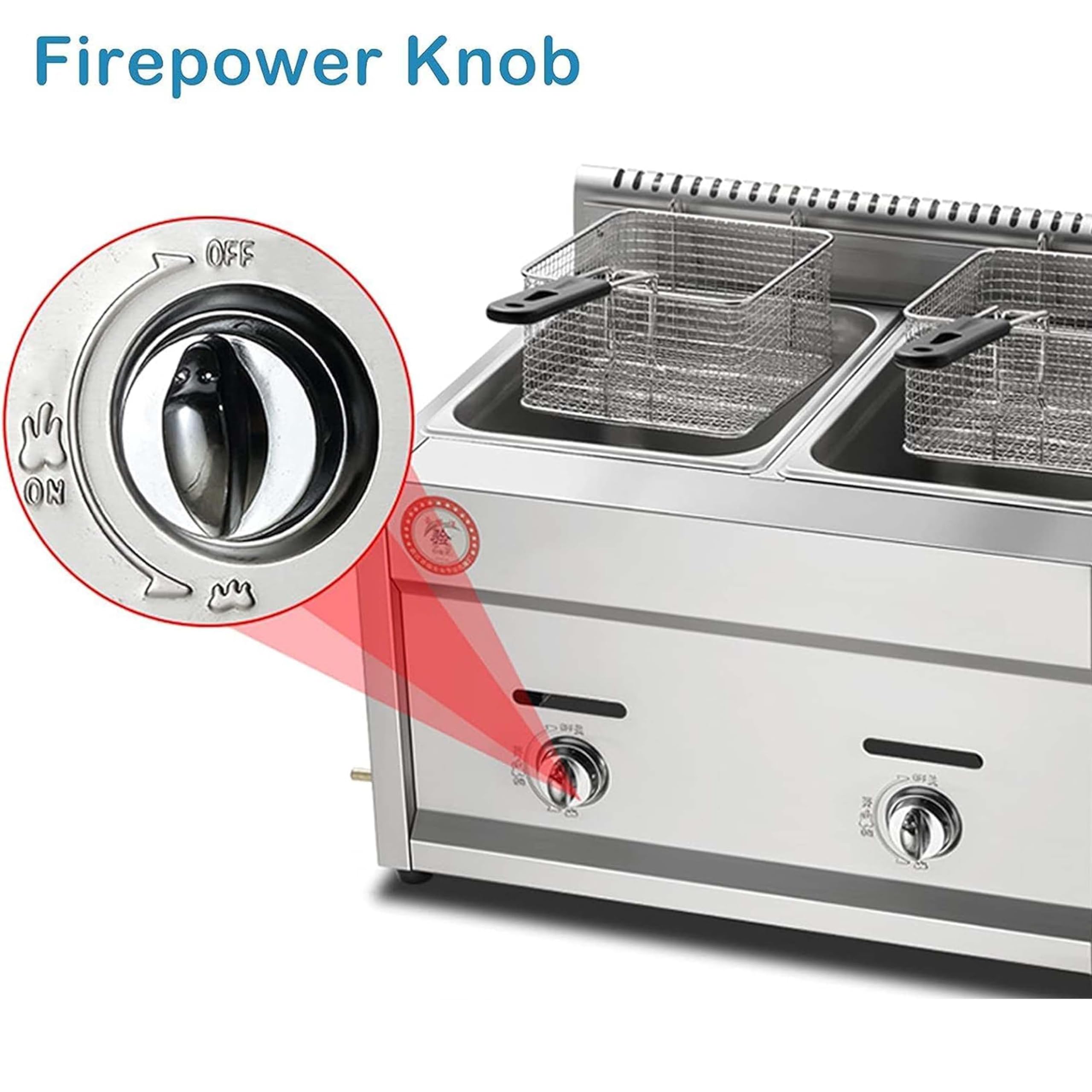 Friggitrice Professionale, Friggitrice a Gas Grande Capacità 20L/30L, Friggitrice Gpl in Acciaio Inossidabile per Uso Domestico E Commerciale, Potenza Di Fuoco Regolabile,2Tank