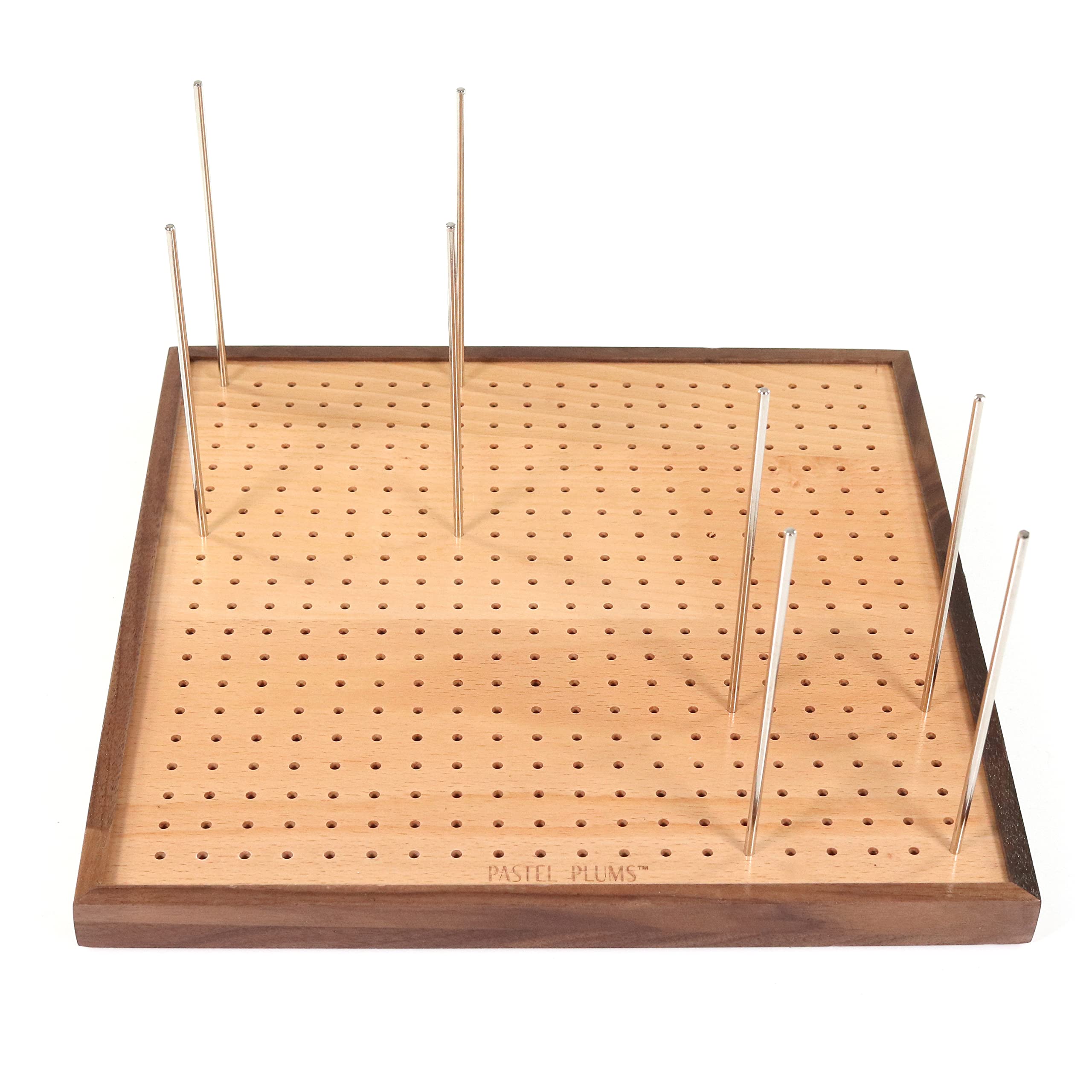 Blocking Board - Set di blocco per filati in bambù naturale e legno di noce nero, 28 cm, per lavorare a maglia, uncinetto e realizzare quadrati per nonne