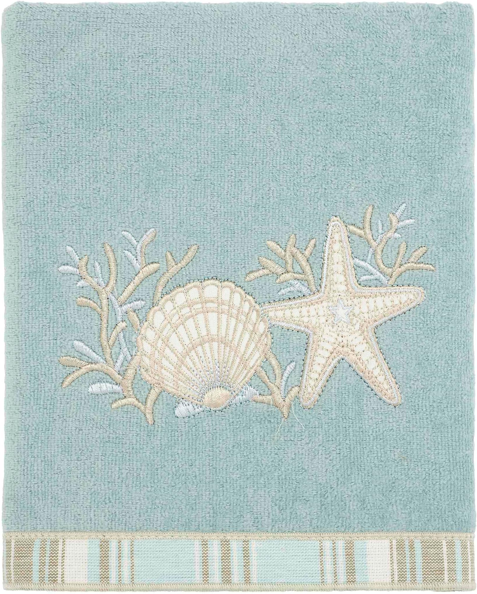 Hand Towel, Soft & Absorbent, Coastal Bathroom Essentials (Sand Shells Collection, Mineral)