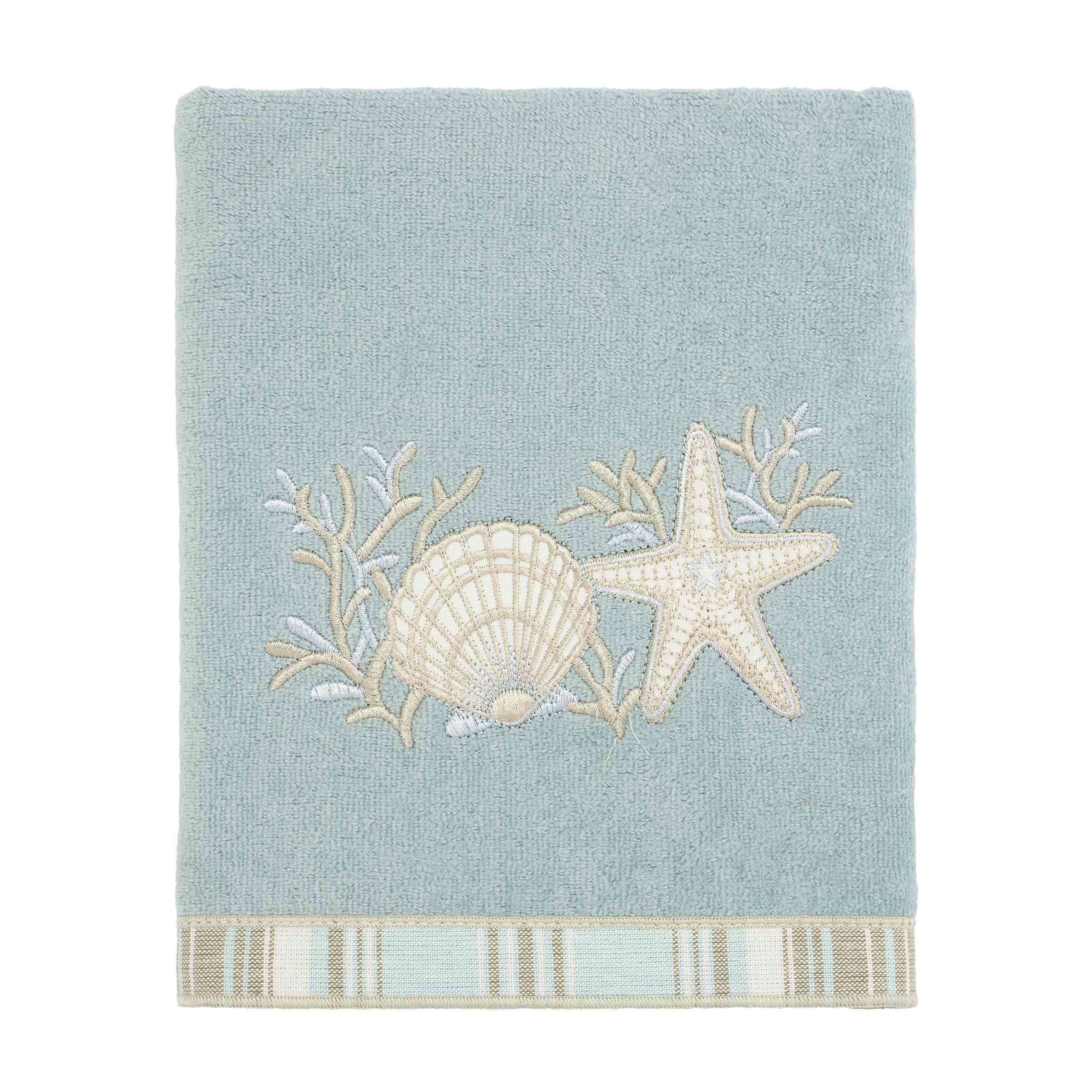 Avanti Linens - Hand Towel, Soft & Absorbent, Coastal Bathroom Essentials (Sand Shells Collection, Mineral)