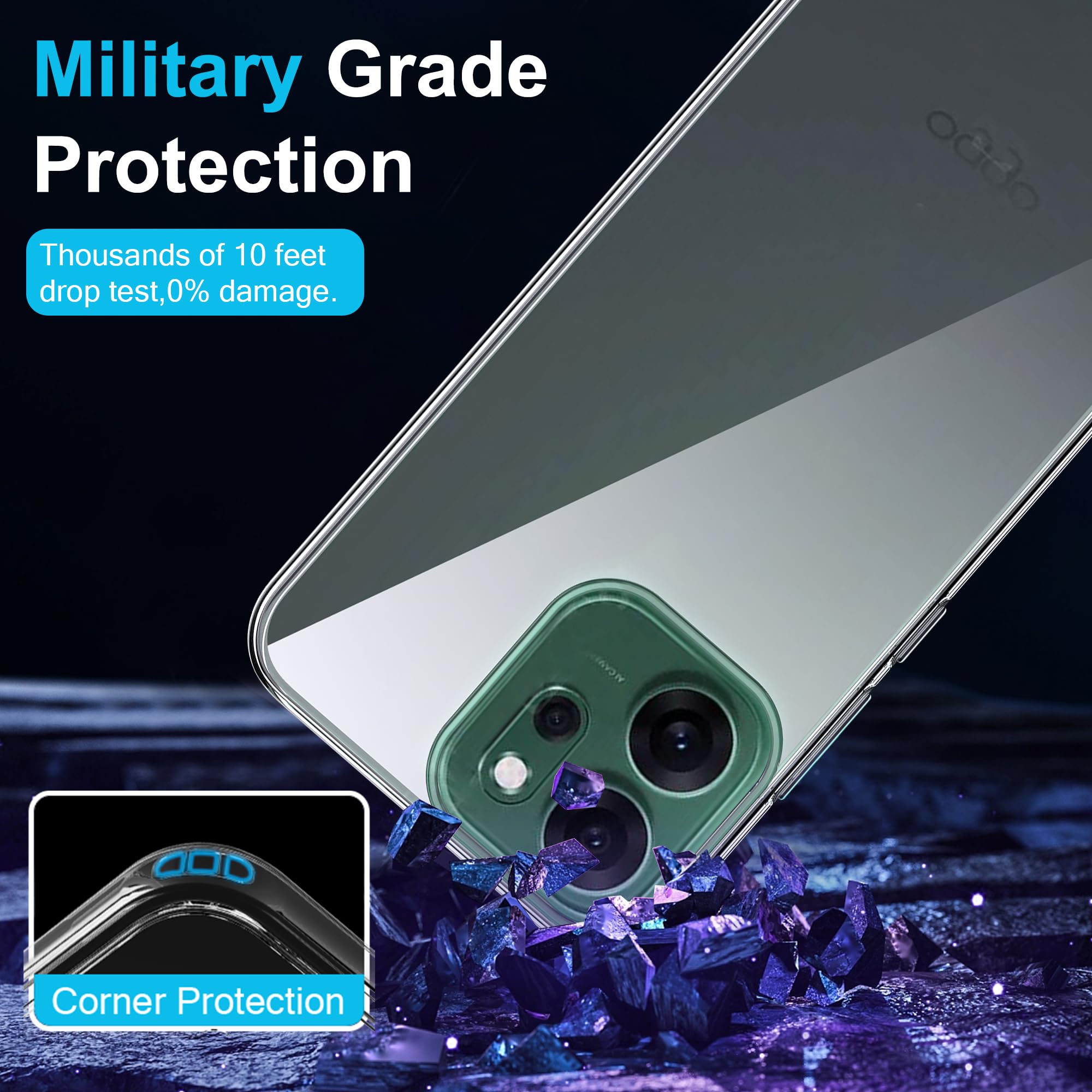 Coque Protection Oppo Reno 14 F + Verre Trempé | Antichoc, Matériau Hybride PC+TPU, Léger Et Fin - 5