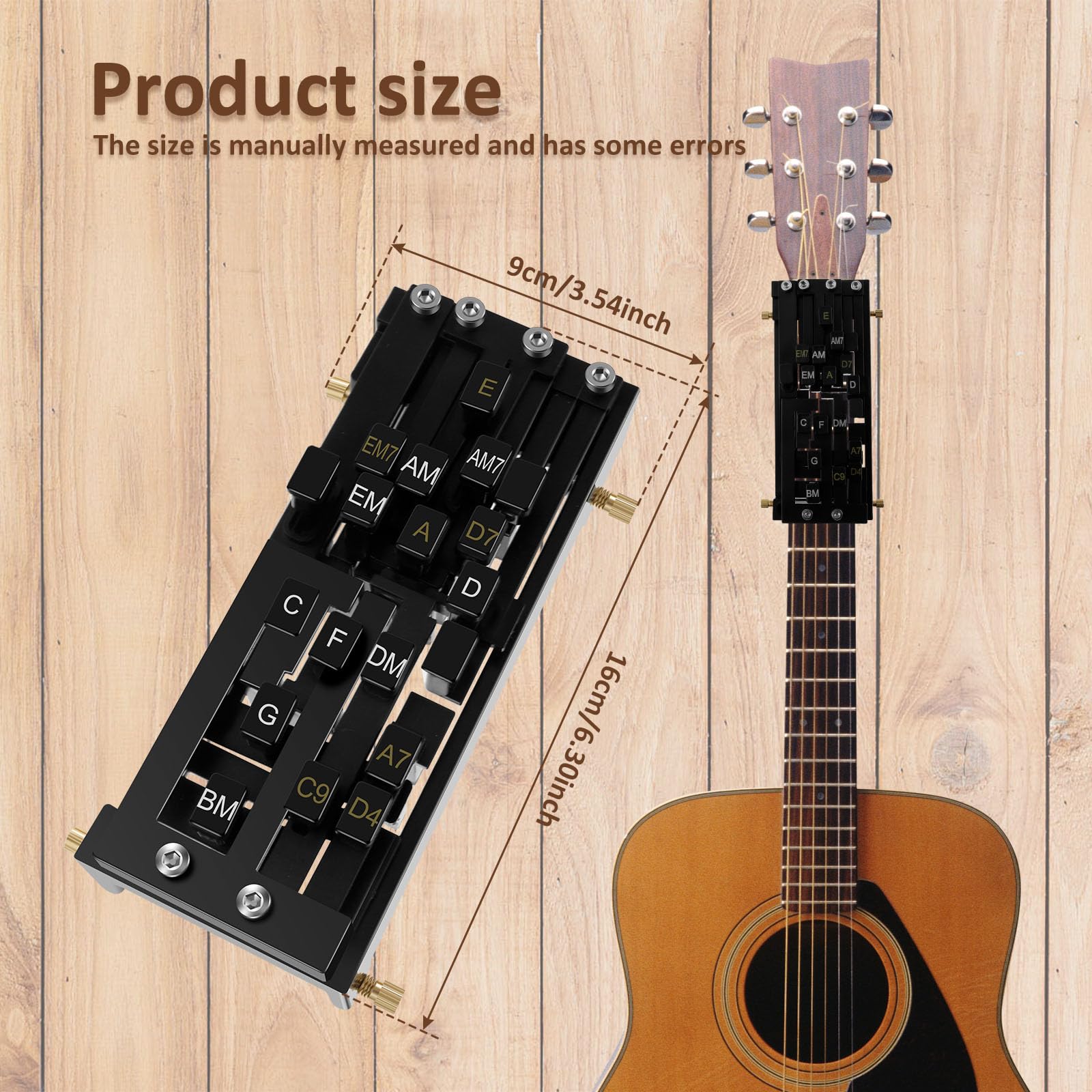 Presse-accords Pour Guitare – Aide à L’apprentissage Des Accords – Clipse Sur Le Manche – Compatible Guitares Acoustiques 38/41 Pouces - 6
