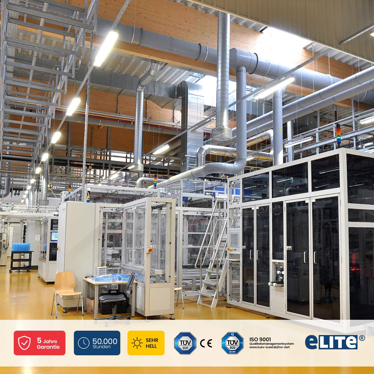 eLITe LED Röhre T8, 120cm, ultra hell, 3000lm, 18W, 865, 6500K, Tageslichtweiß, Glas, 330 Grad, homogenes Licht, langlebig 50.000h, 5 Jahre Garantie, 26mm Durchmesser, inkl. Starter, 5 Stück