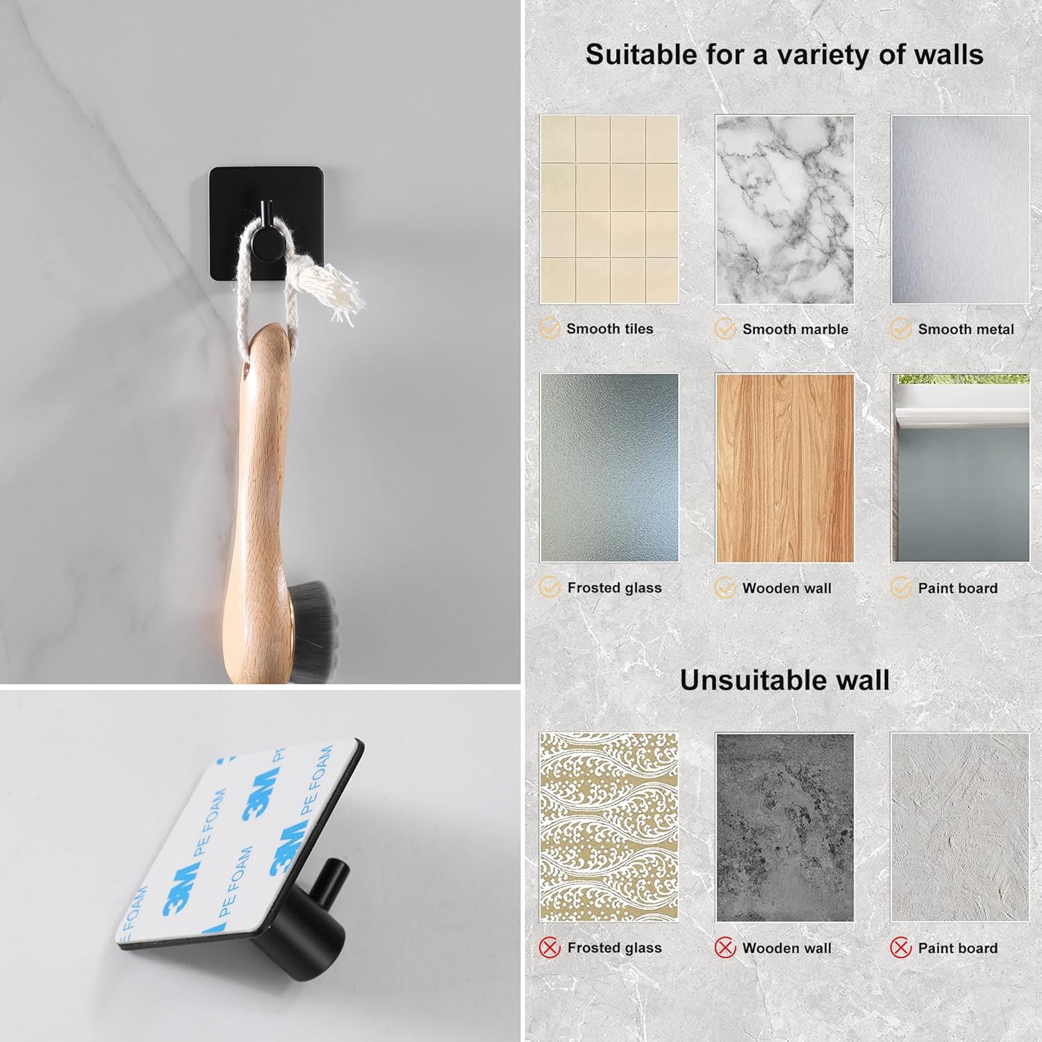 Bathroom Hardware Set 14 Pieces, Black Bathroom Accessories Set Including 24 inch and 16 inch Towel bar, Towel Ring, Toilet Paper Holder and Towel Hooks