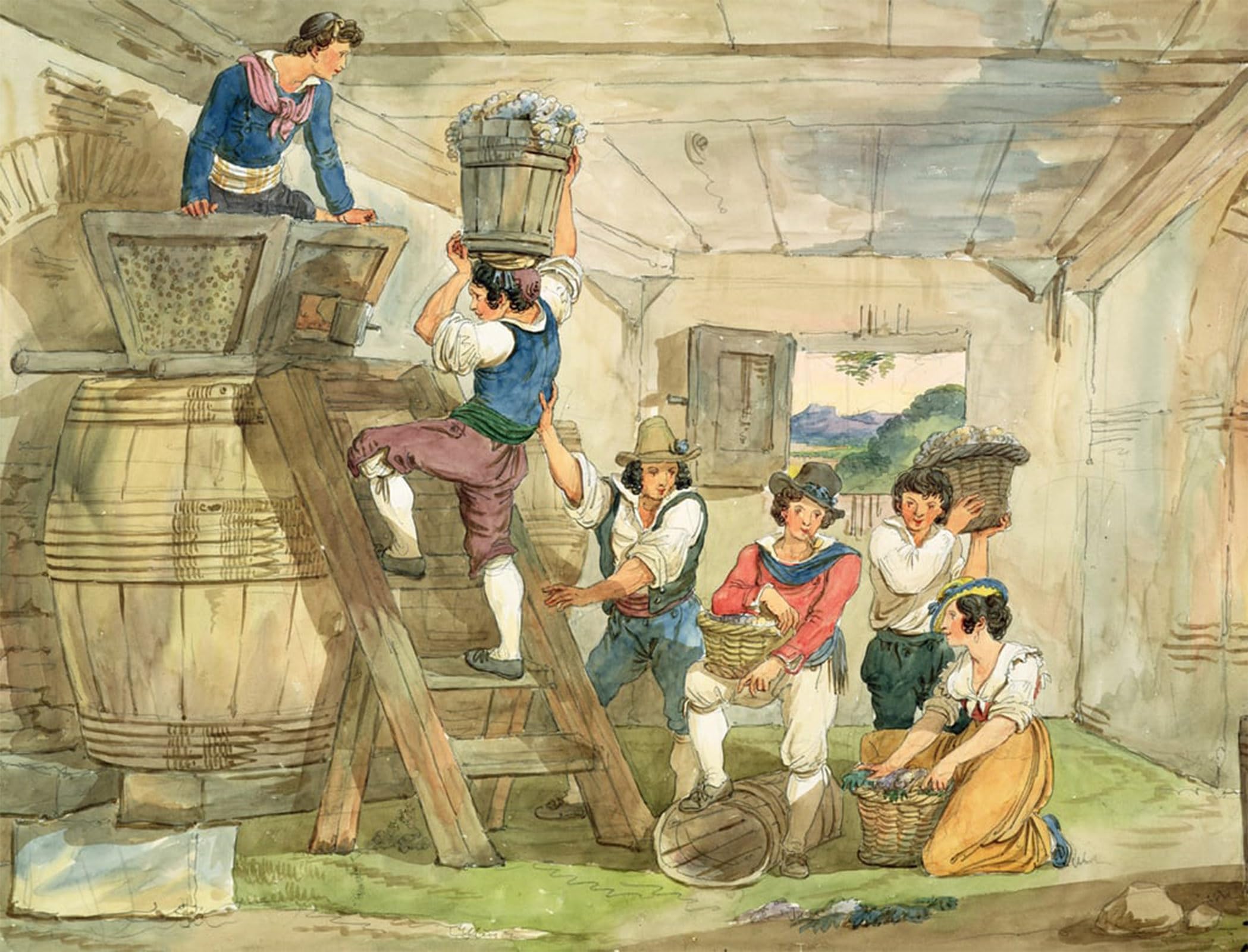 SERENDIPITP Aesthetic Poster Photo Wall Print Retro Picture Grape-pickers Carrying Grapes to the Press by Achille Pinelli Modern Wall Artwork for Home Decor 60x90cm
