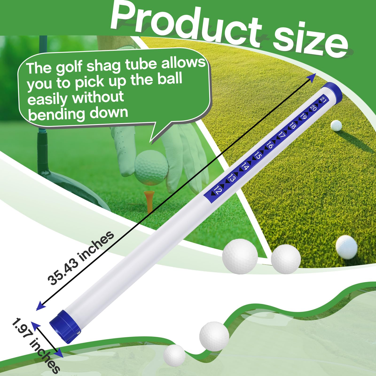 Deekin Recogedor de pelotas de golf de plástico transparente para recoger pelotas de golf, dispositivo profesional de herramienta de recogida para hombres y mujeres, 35.4 pulgadas