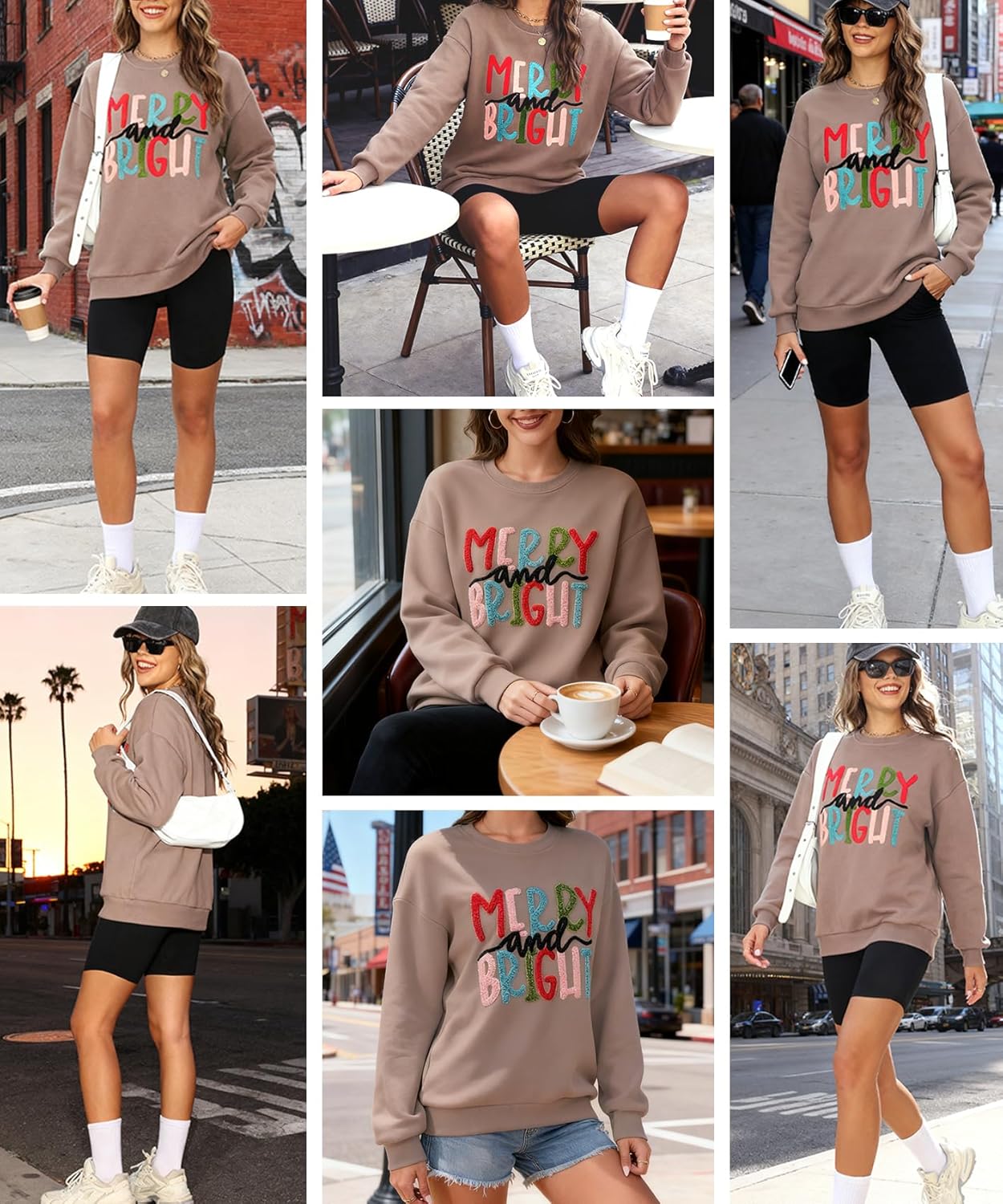 Senert Merry Sweatshirts for Women Crew Neck Hoodies Sweaters Cute Fall Clothes with Fleece Lining - Image 4