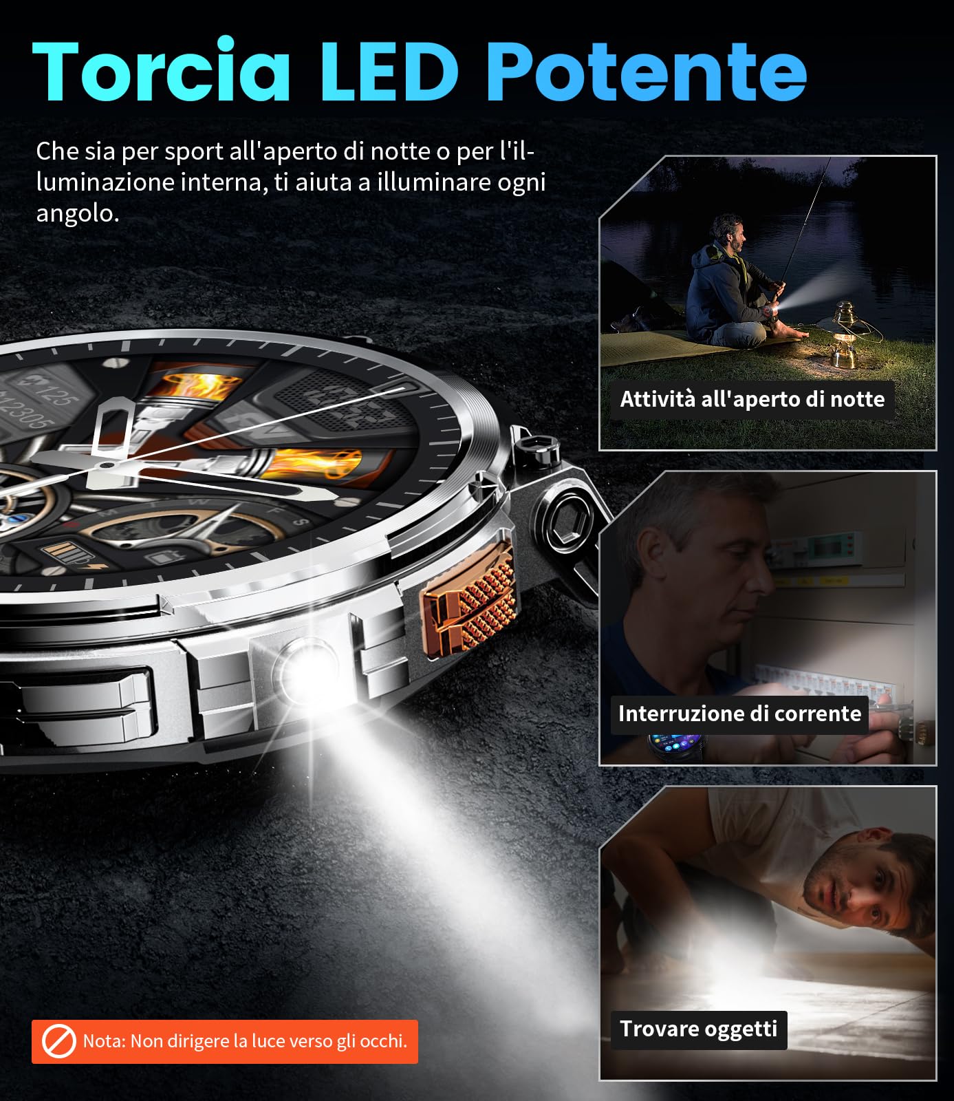 Smartwatch Maschile con Chiamate Bluetooth e 120 Modi Sportivi - Dettaglio