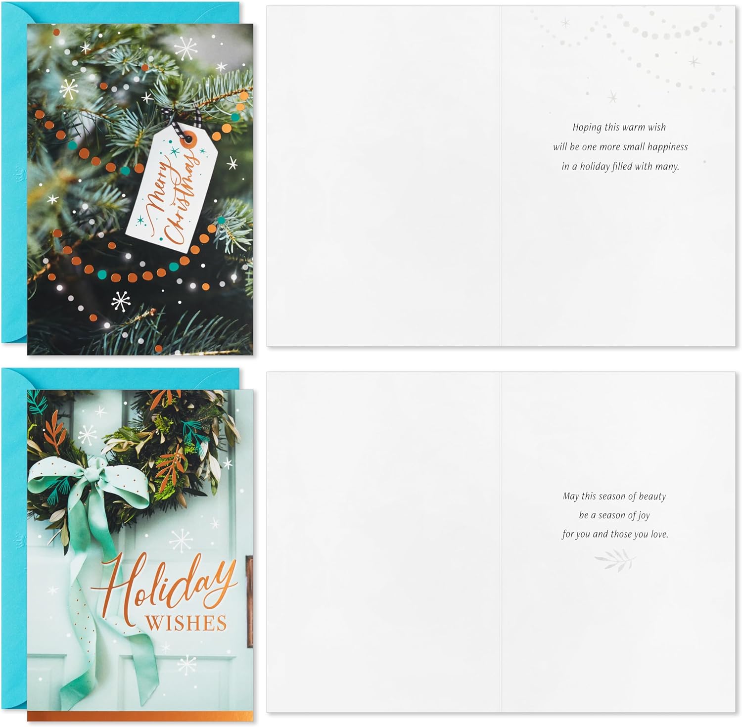 Hallmark Boxed Christmas Card Assortment, 'Tis the Season (72 Cards and 72 Envelopes) Bottle Brush Trees, Cocoa, Rustic Wreath, Mittens