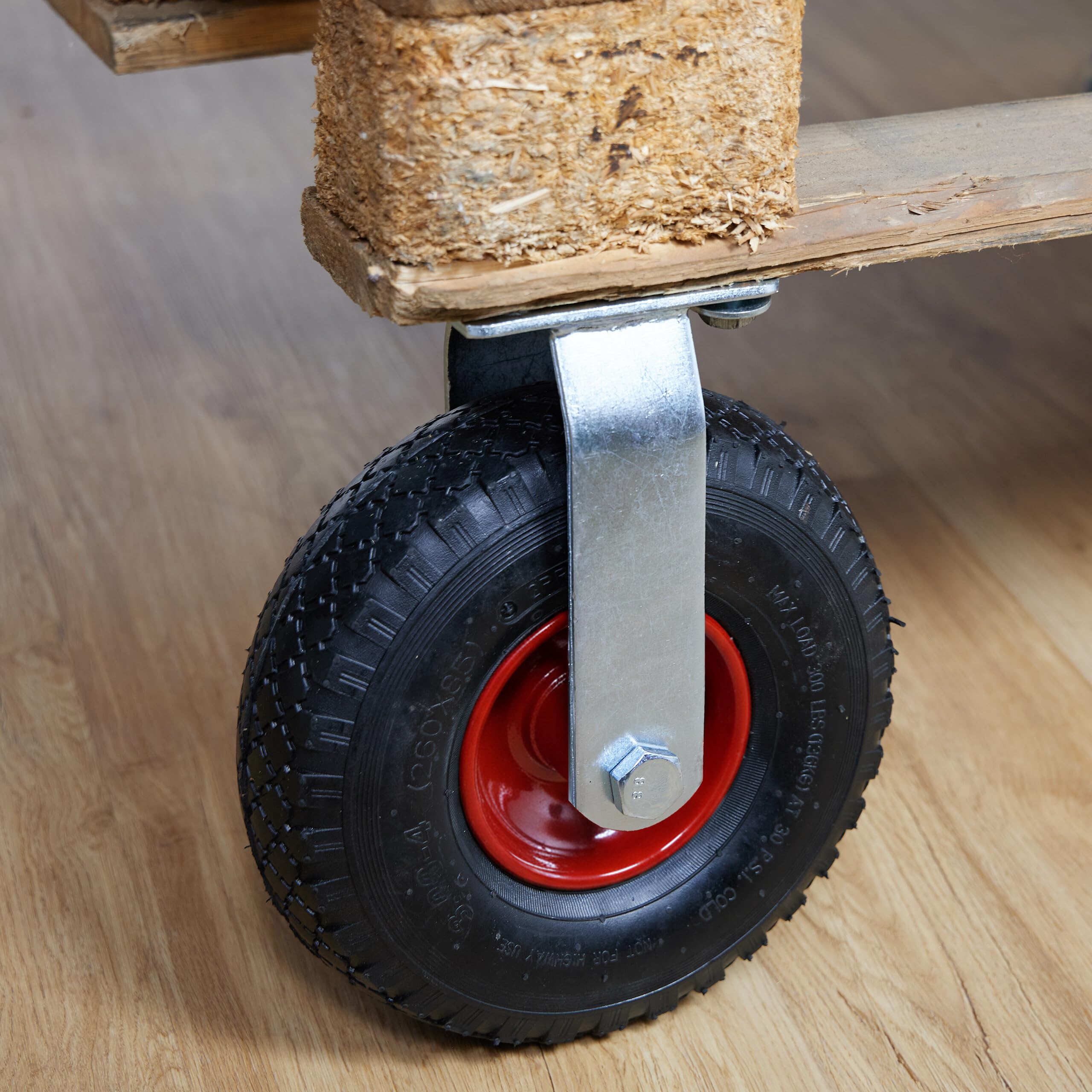 Relaxdays Bockrollen 2er Set, luftbereift 3.00-4, Schwerlastrad, Transportrolle mit Stahlplatte, bis 120 kg, schwarz/rot