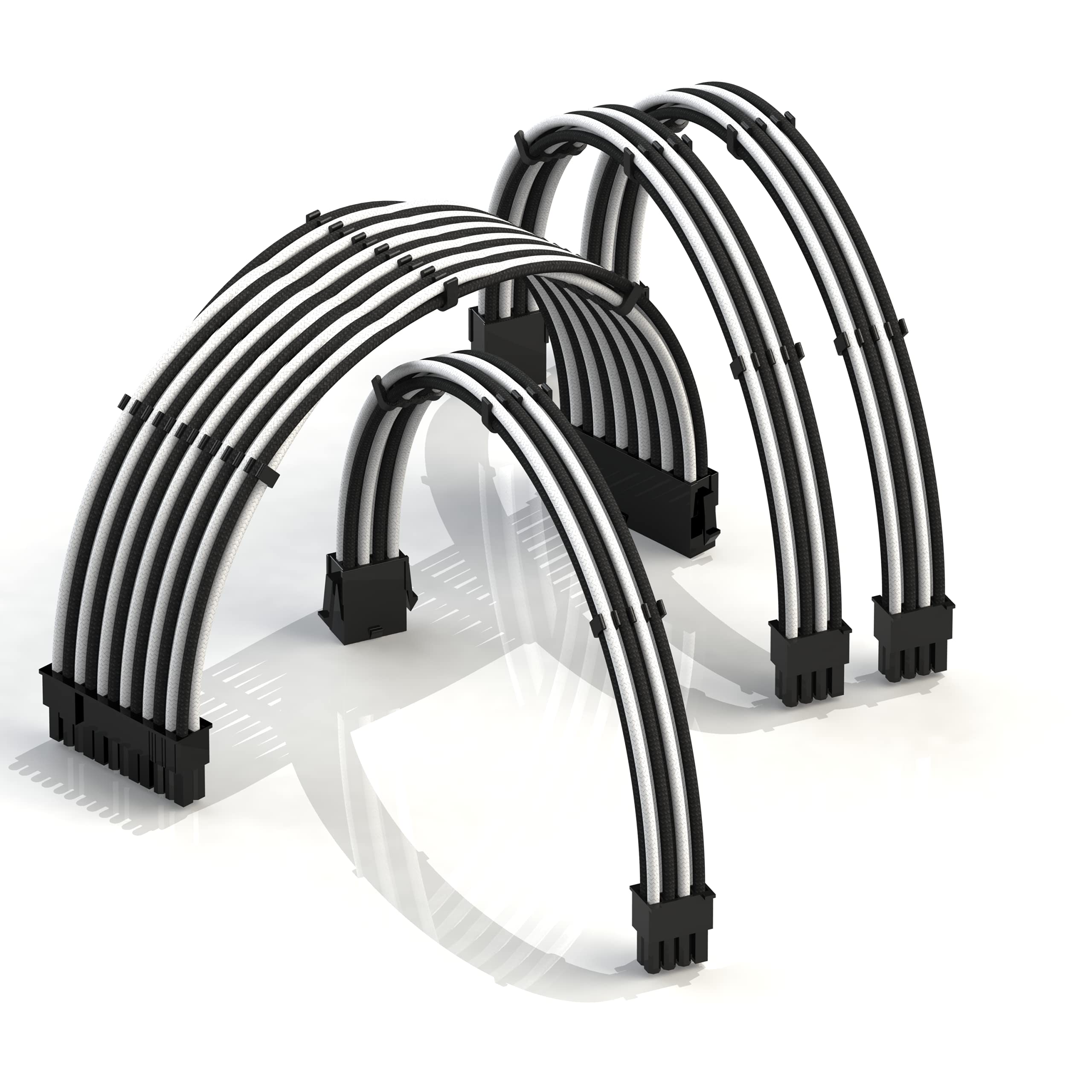 LINKUP - 30cm PSU PC Power Extension Cable Metallic Sleeved Silicone Coated Soft & Flexible to Route Custom Mod GPU & CPU w/Comb Kit | 1x 24P (20+4) | 1x 8P (4+4) CPU | 2x 8P (6+2) GPU | 300mm - Pink — view 26