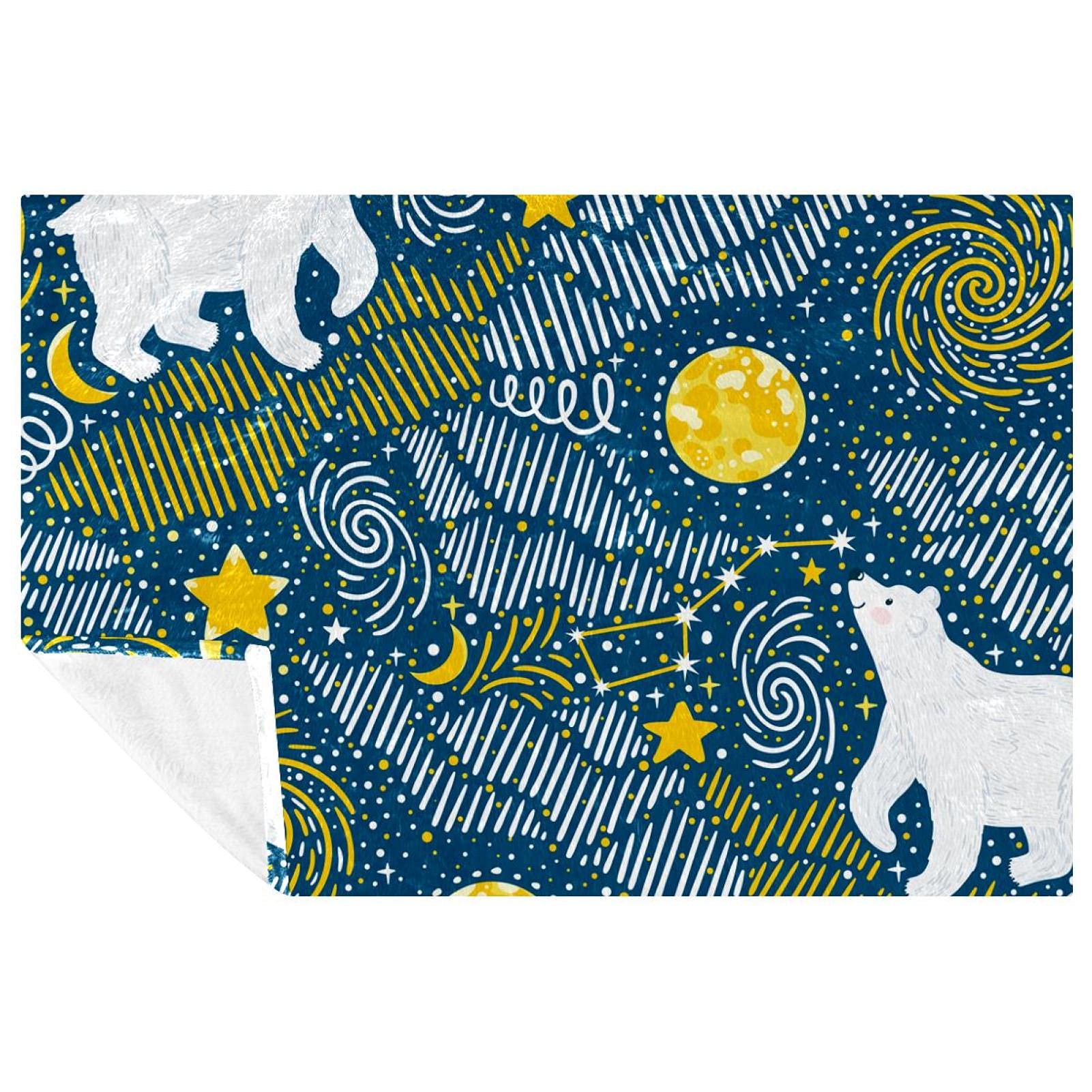 Couverture chaude motif ours polaires avec finitions soignées pour lit et canapé