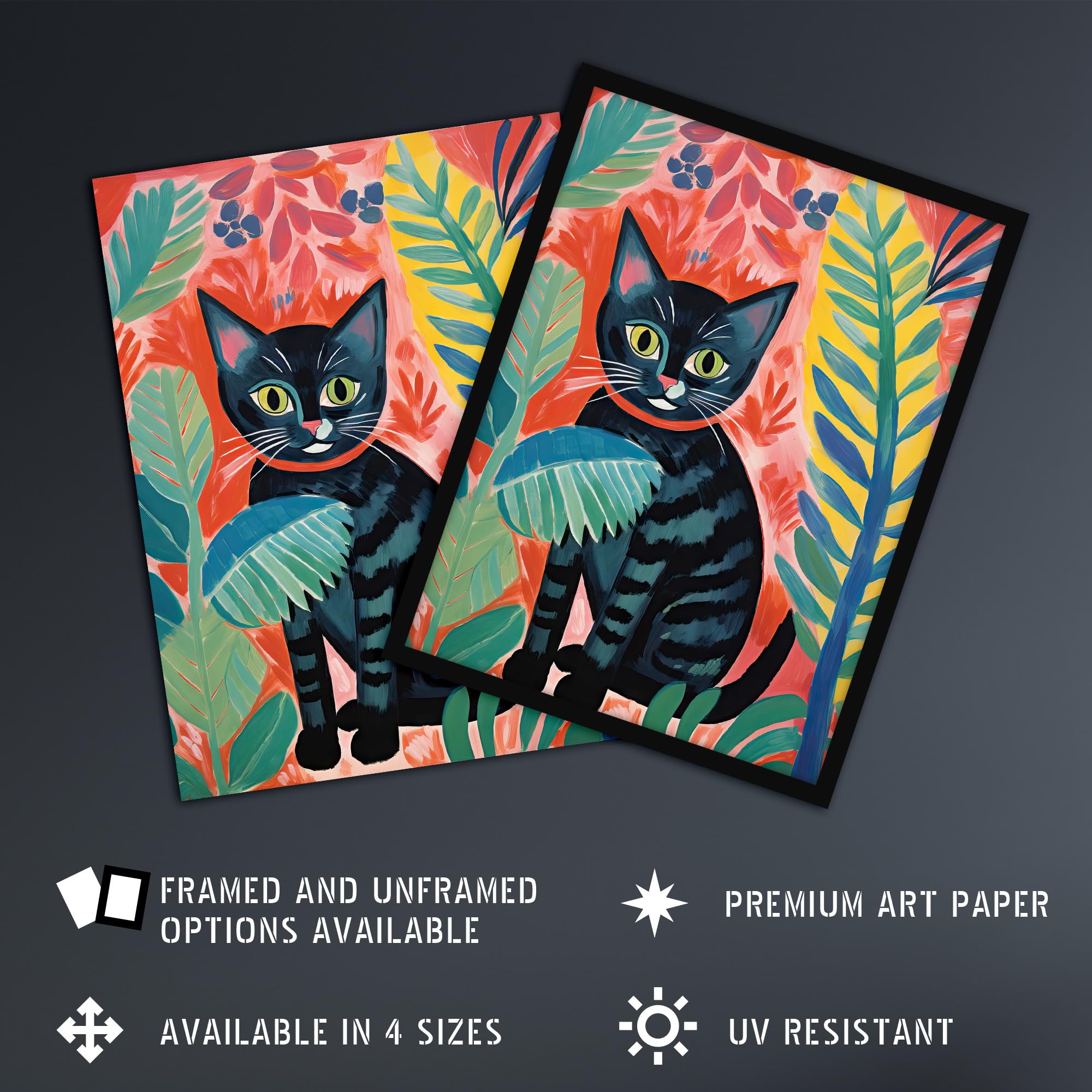 Artery8 Henri Matisse Style Black Cat In The Jungle Acrylic Painting Large Wall Art Poster Print Thick Paper 18X24 Inch - Image 2