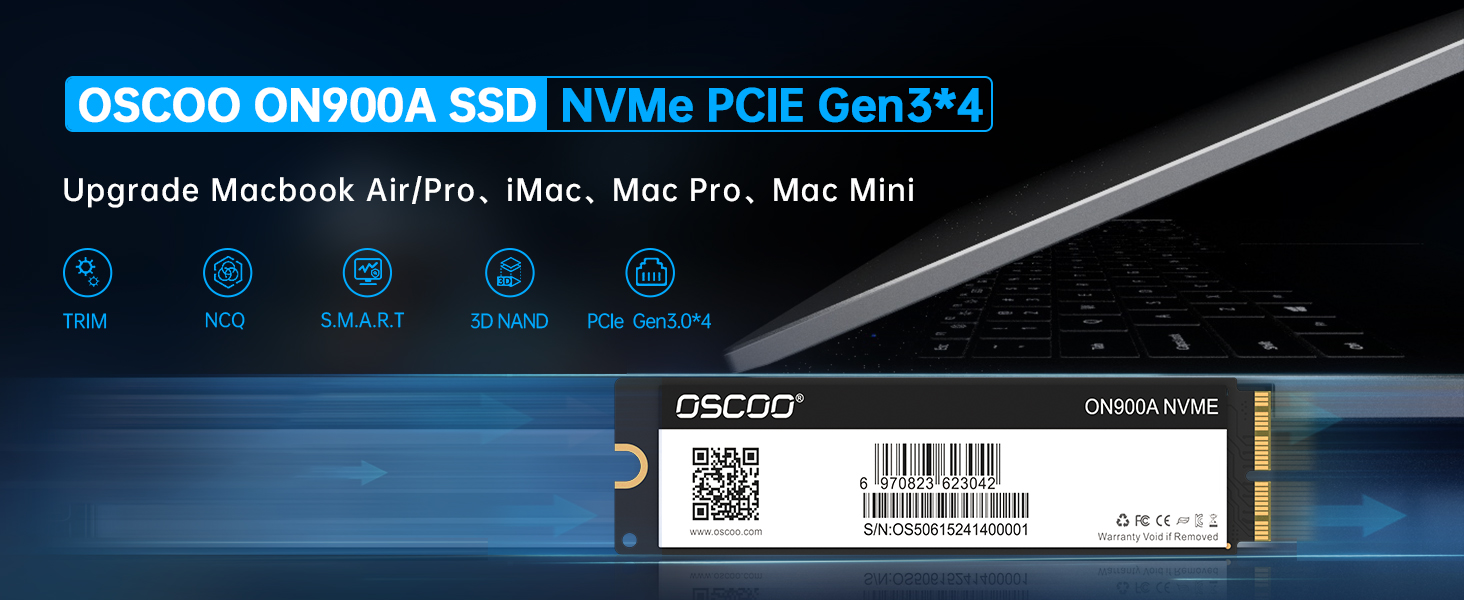 Amazon.com: OSCOO 1TB NVMe SSD for MacBook - PCIe Gen3.0x4 SSD, Up