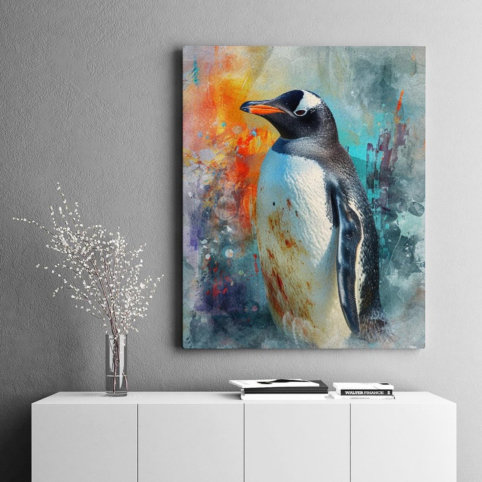 Amazon | かわいいペンギンの水彩画 数字キットによる絵画 数字油絵