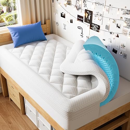 Miniatura 8 de PERLECARE Cubrecolchón King de doble capa de 4 pulgadas para aliviar la presión, espuma viscoelástica de gel con canaletas de enfriamiento de 2.5