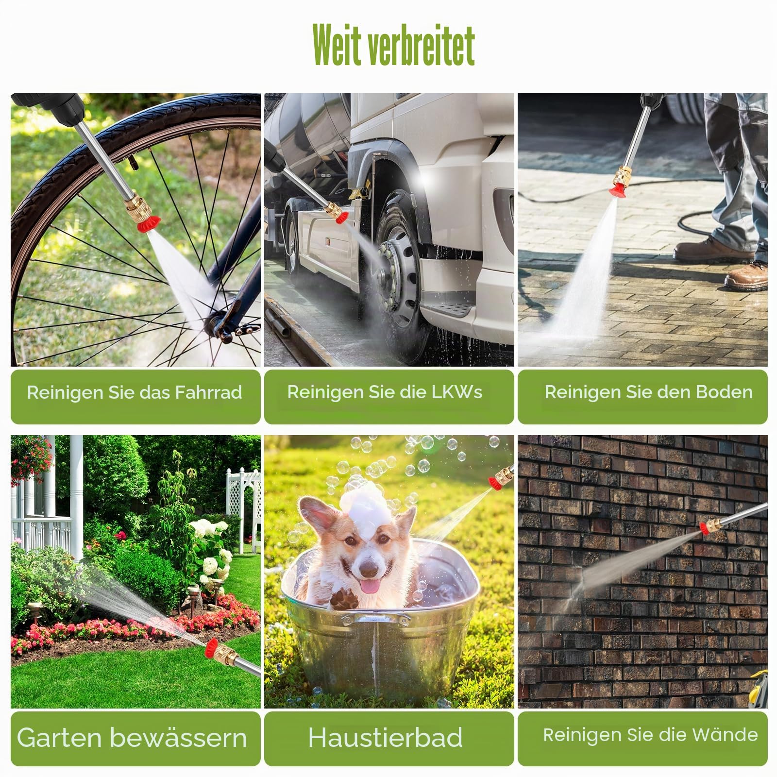 Akku Hochdruckreiniger,960PSI Hochdruckreiniger mit 2 Akkus,2-in-1-Düse,5m Schlauch und Schaumkanone – Mobiler Hochdruckreiniger,Tragbarer Pistole für Auto,Terrasse,Garten,Fahrrad und Außenbereiche