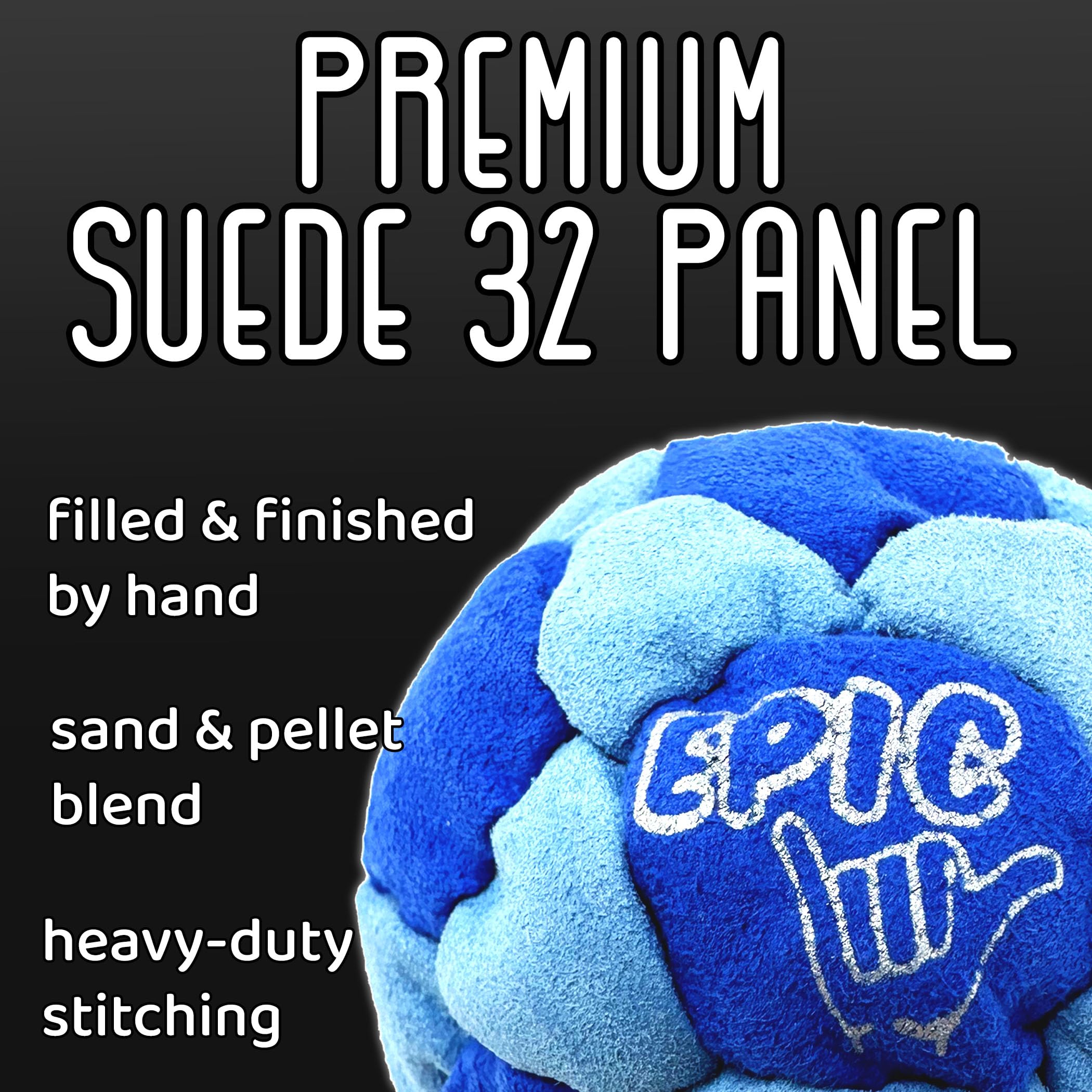 Epic Hacky Sack Balls, 3 Footbag Gift Set with Storage Tube