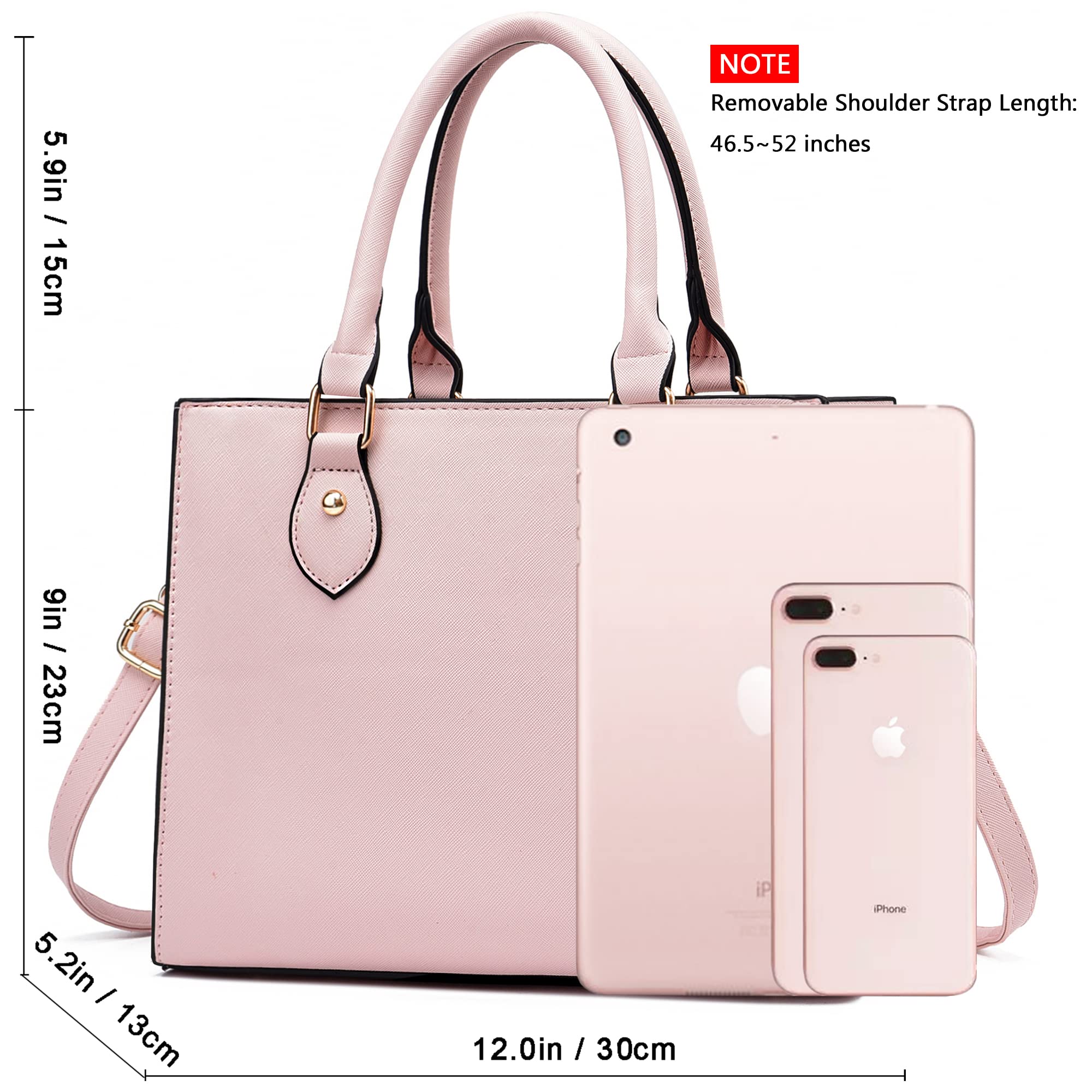 CHICAROUSAL Crossbody Purses and Handbags for Women PU Leather Tote Top Handle Satchel Shoulder Bags: Light Pink
