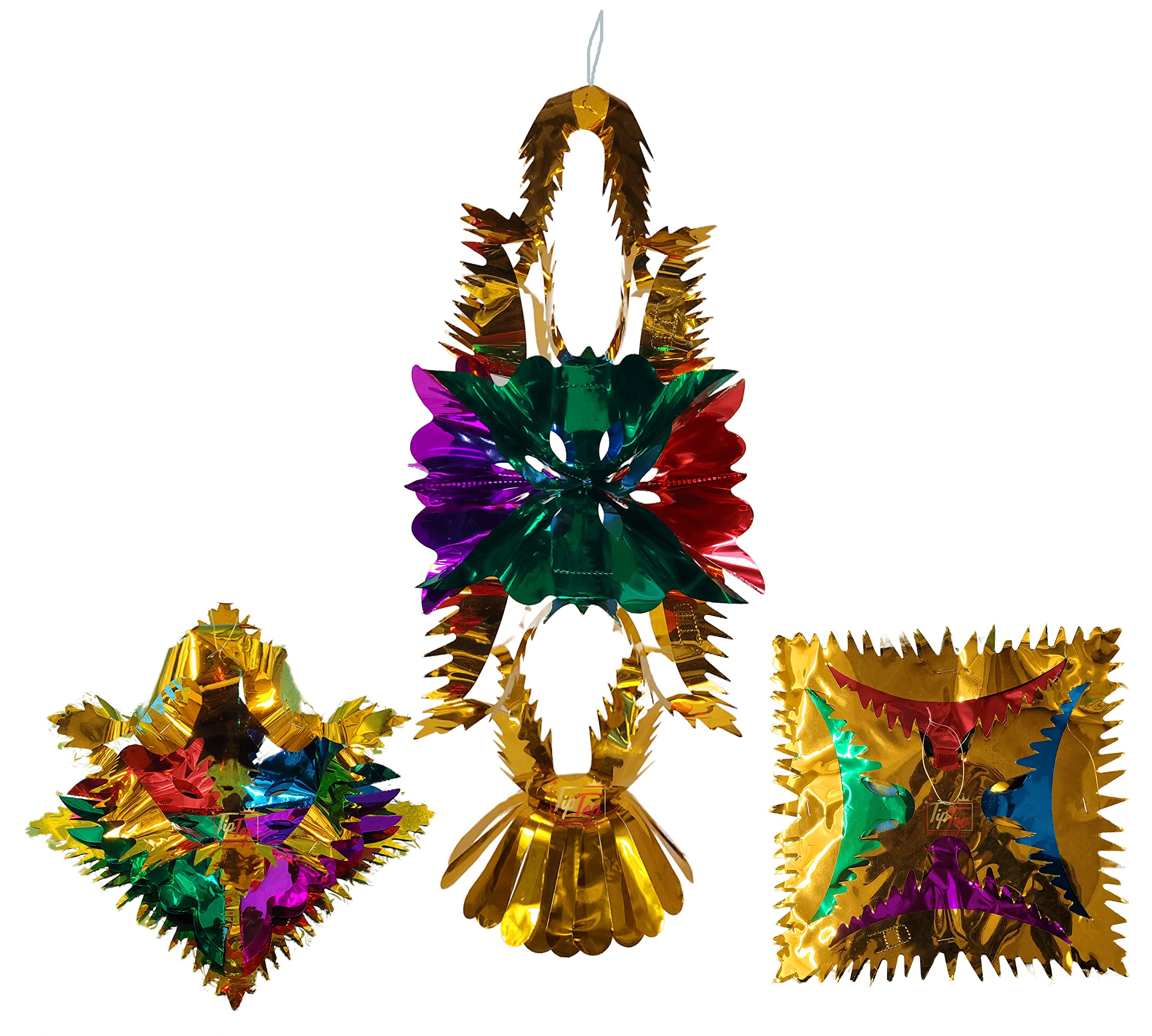 Premium Metallic Folding Paper Hanging Lamp Chandeliers Garland (Multipurpose) (Pack of 4, Jolly Lamp)-image-34