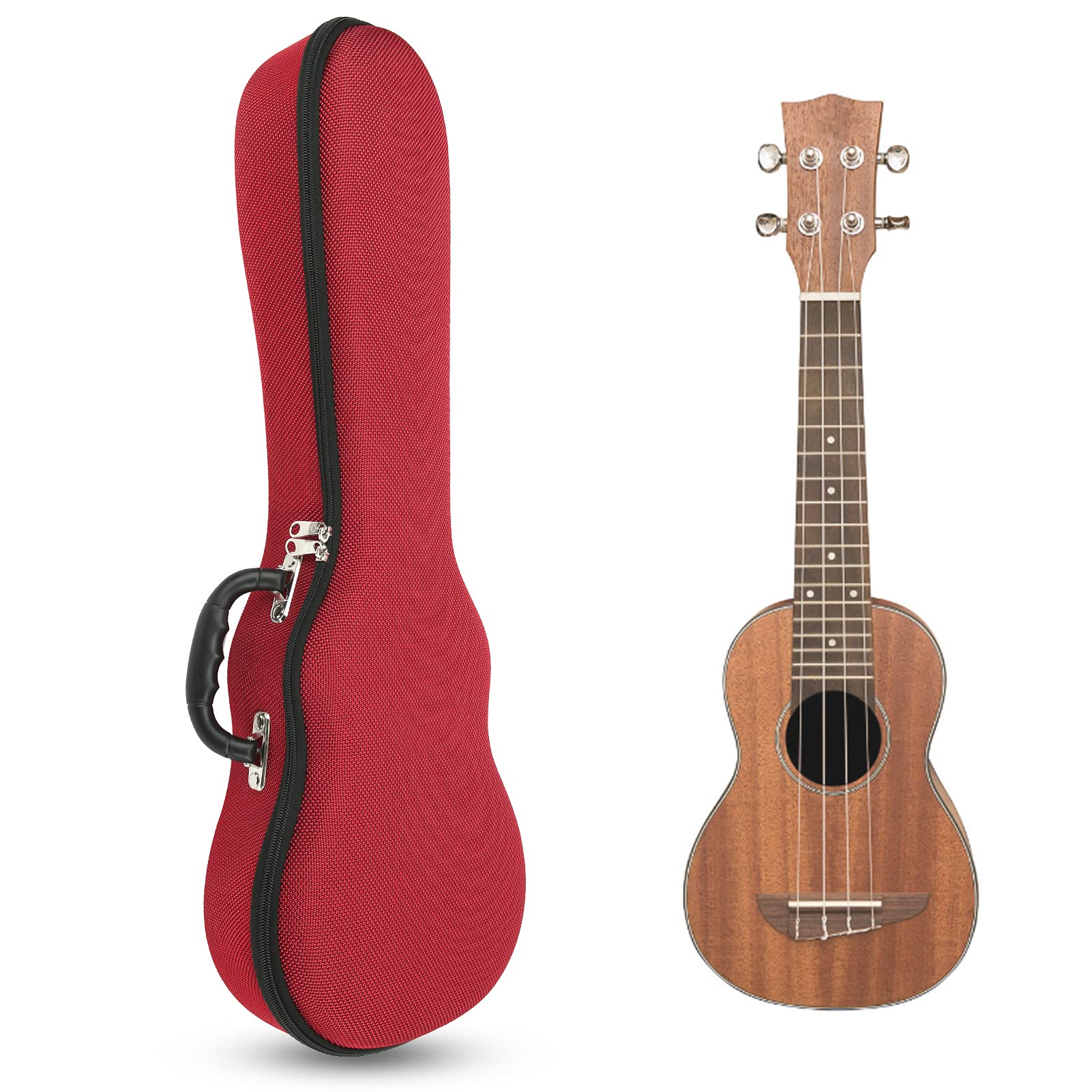 Custodia Impermeabile per Ukulele Rinforzata da 23/24 Pollici con Manici Rinforzati per un Facile Trasporto (Rosso da 23/24 pollici)