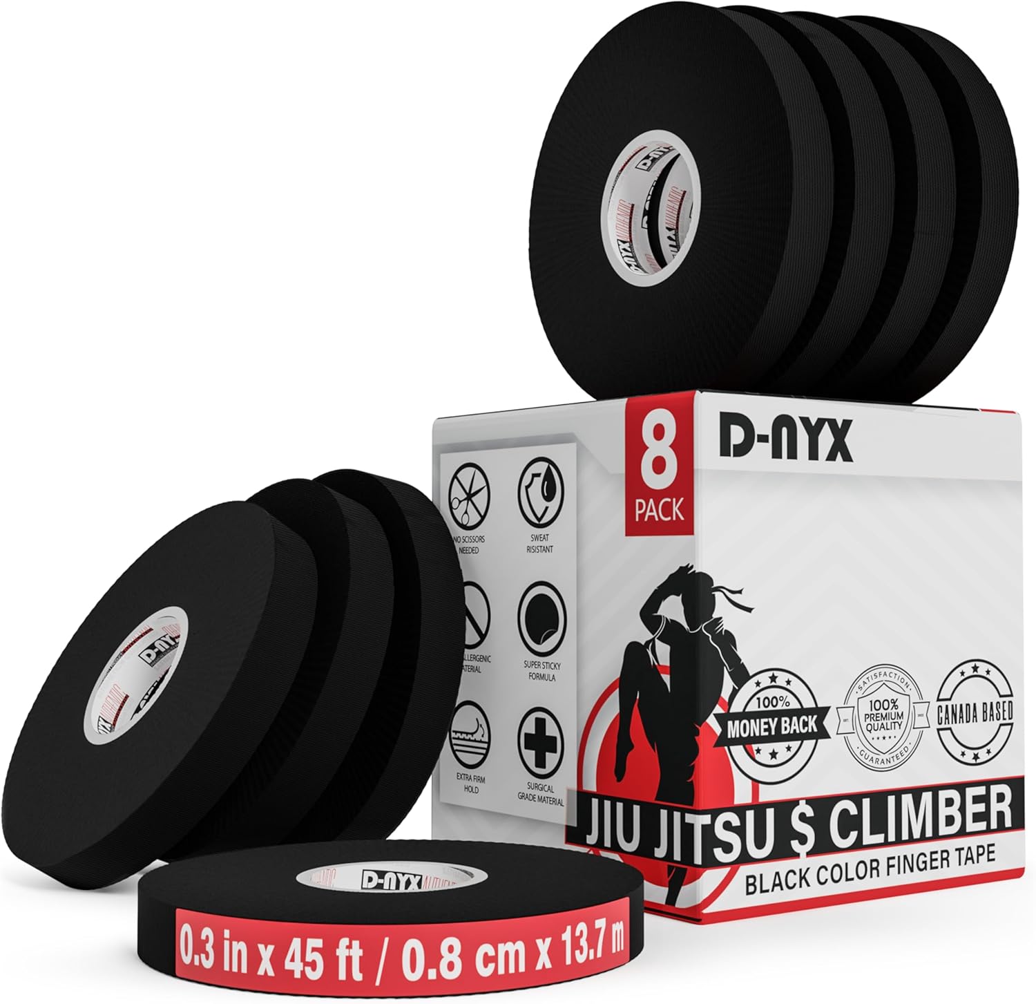 8 Pack Finger Tape Athletic Sports Wrap 0.3” x 45 Feet